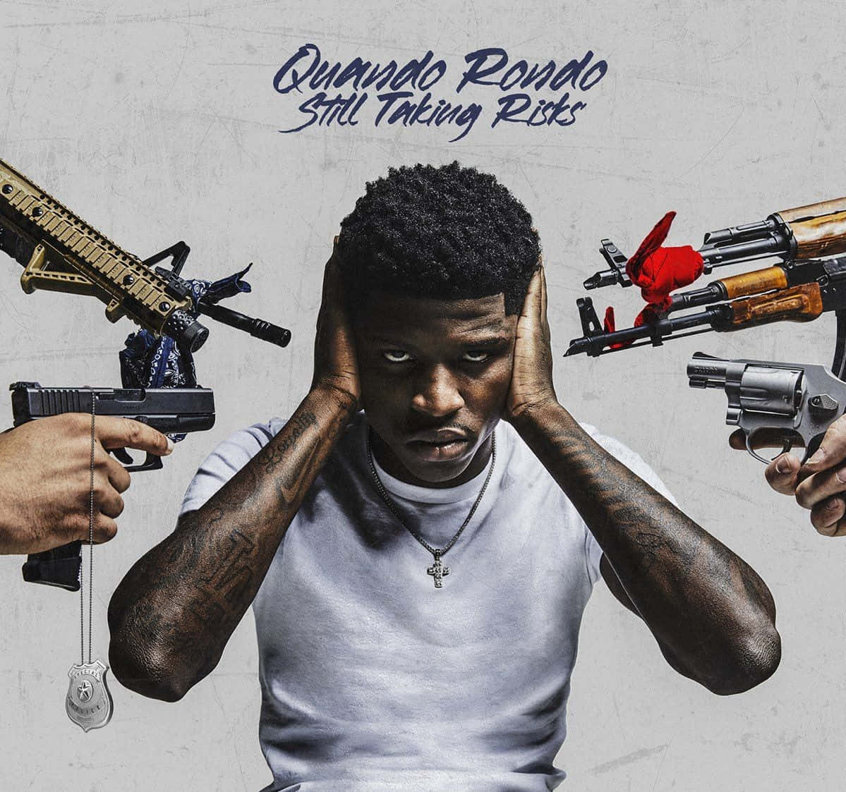 Quando Rondo, textured gray wall, tattoos, SD Desktop Wallpaper
