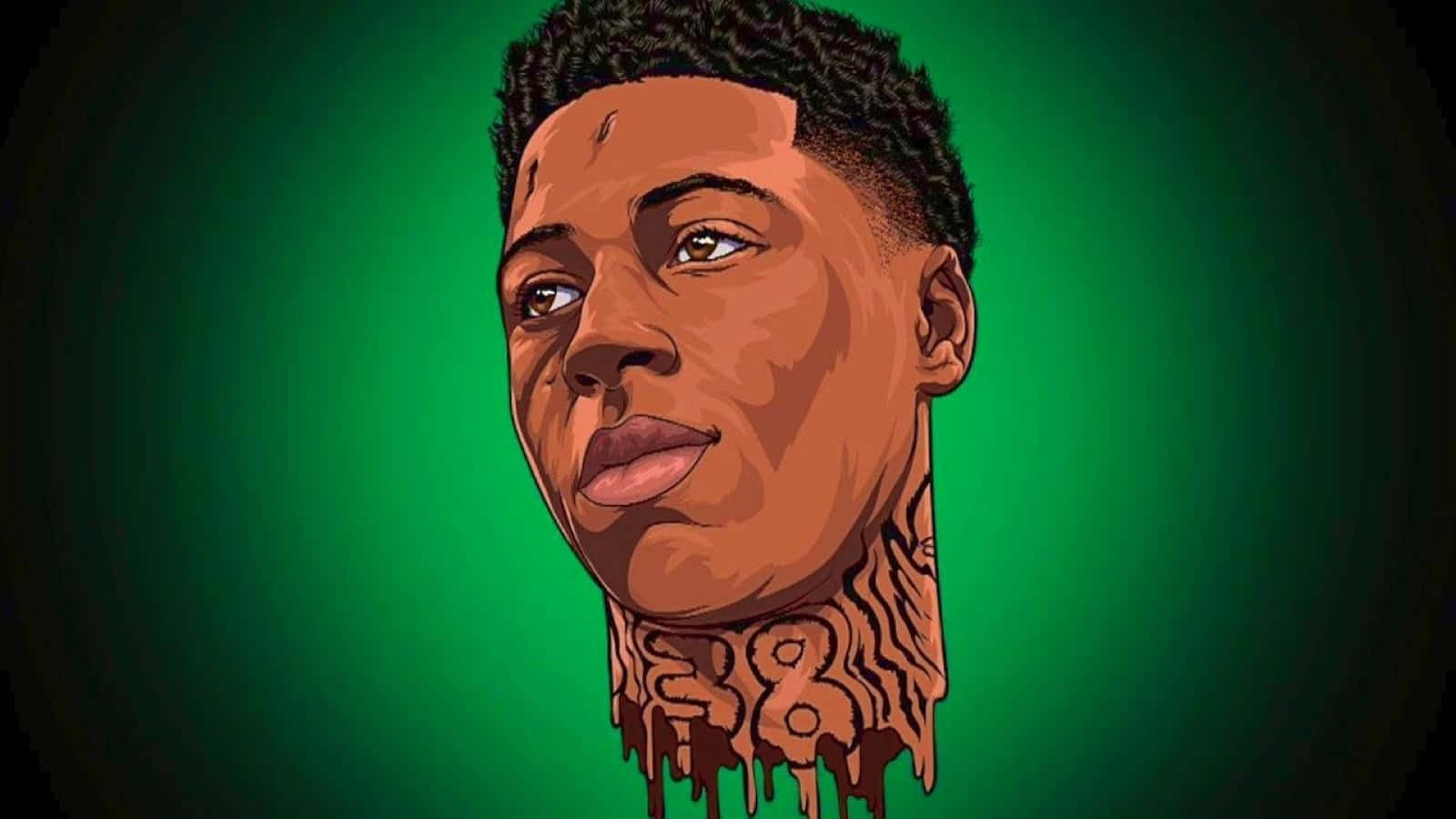 Quando Rondo, vibrant green gradient background, intricate tattoos, HD Desktop Wallpaper