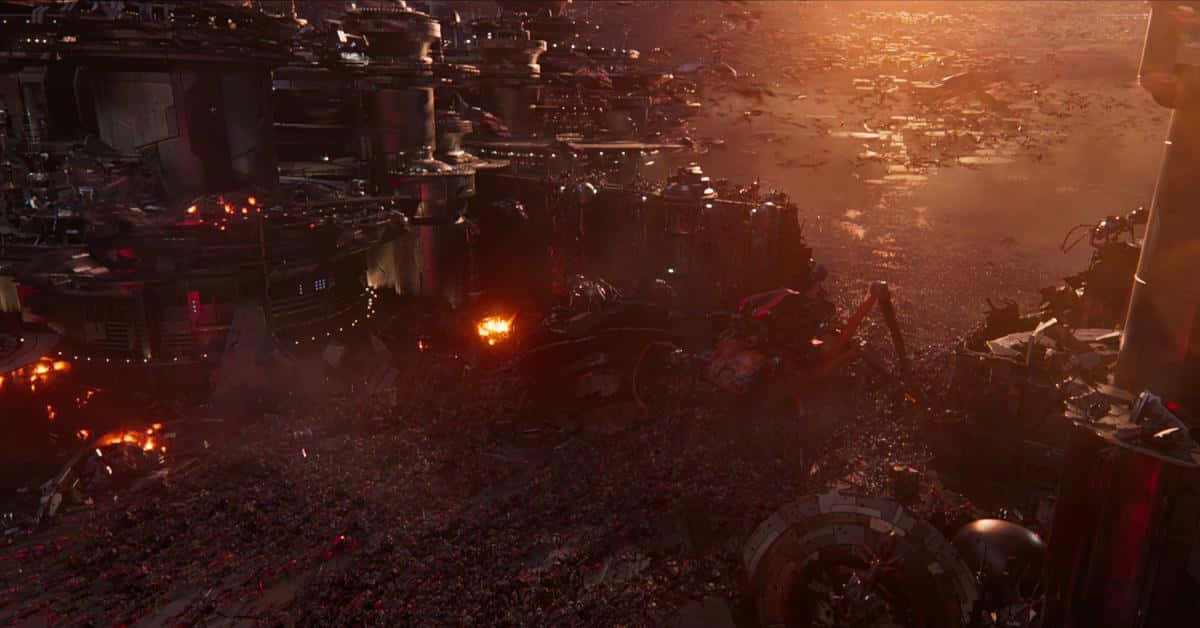 Quantum Realm, sunset, ruined futuristic cityscape, SD Desktop Wallpaper
