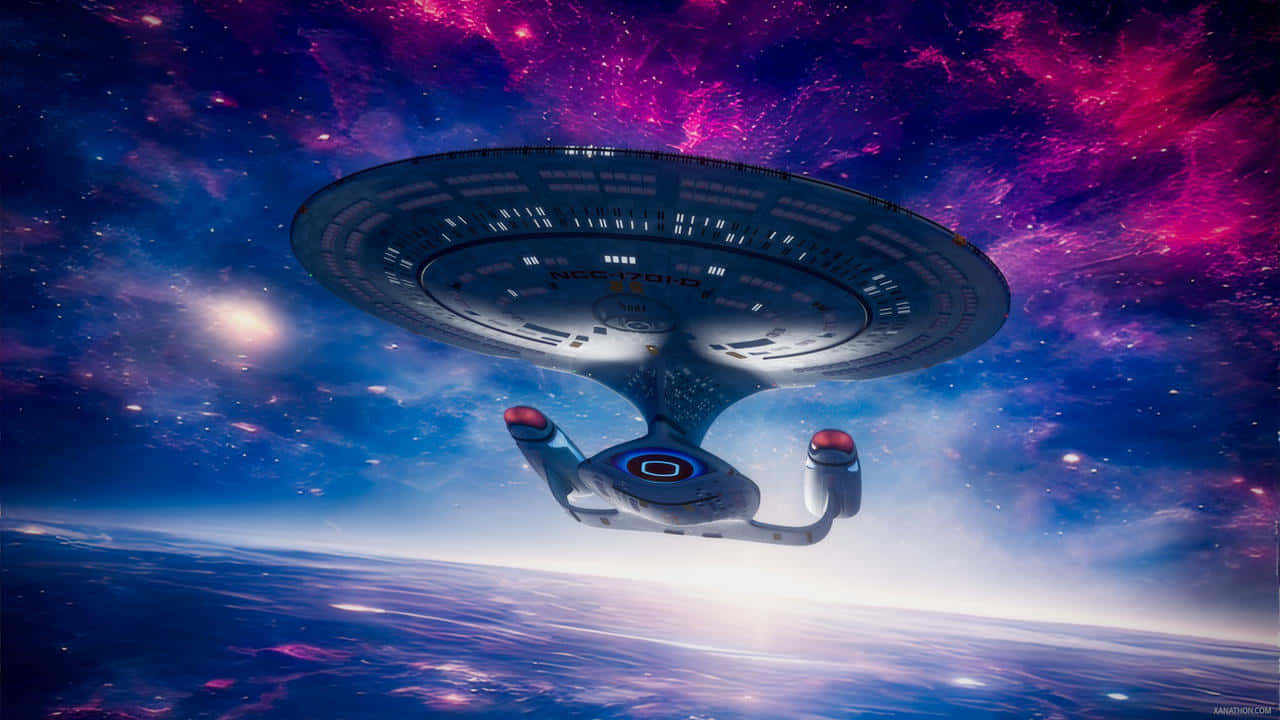 Quantum Realm, starship, glowing planet, HD Desktop Wallpaper