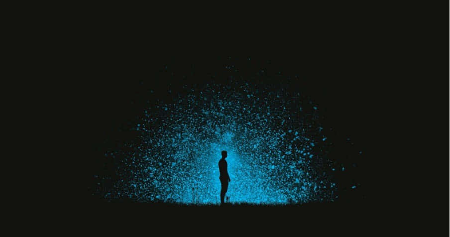 Quantum Realm, glowing blue particles, black void, SD Desktop Wallpaper