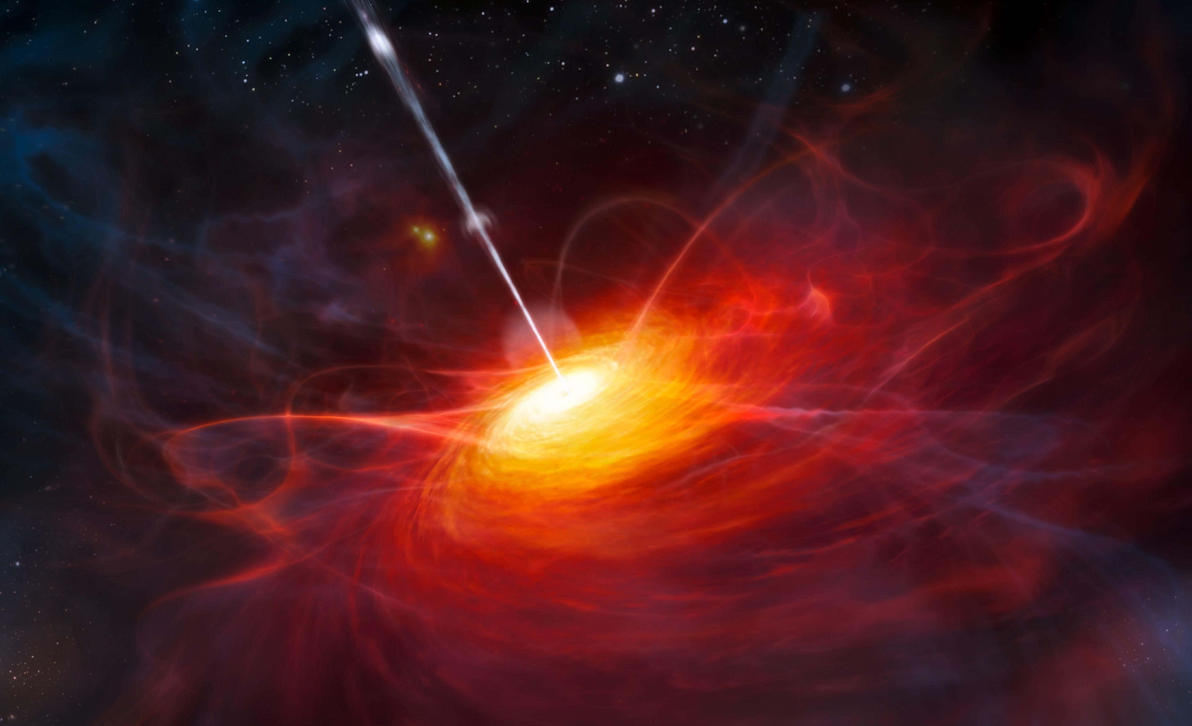 Quasar, cosmic jet, accretion disk, 4K Desktop Wallpaper
