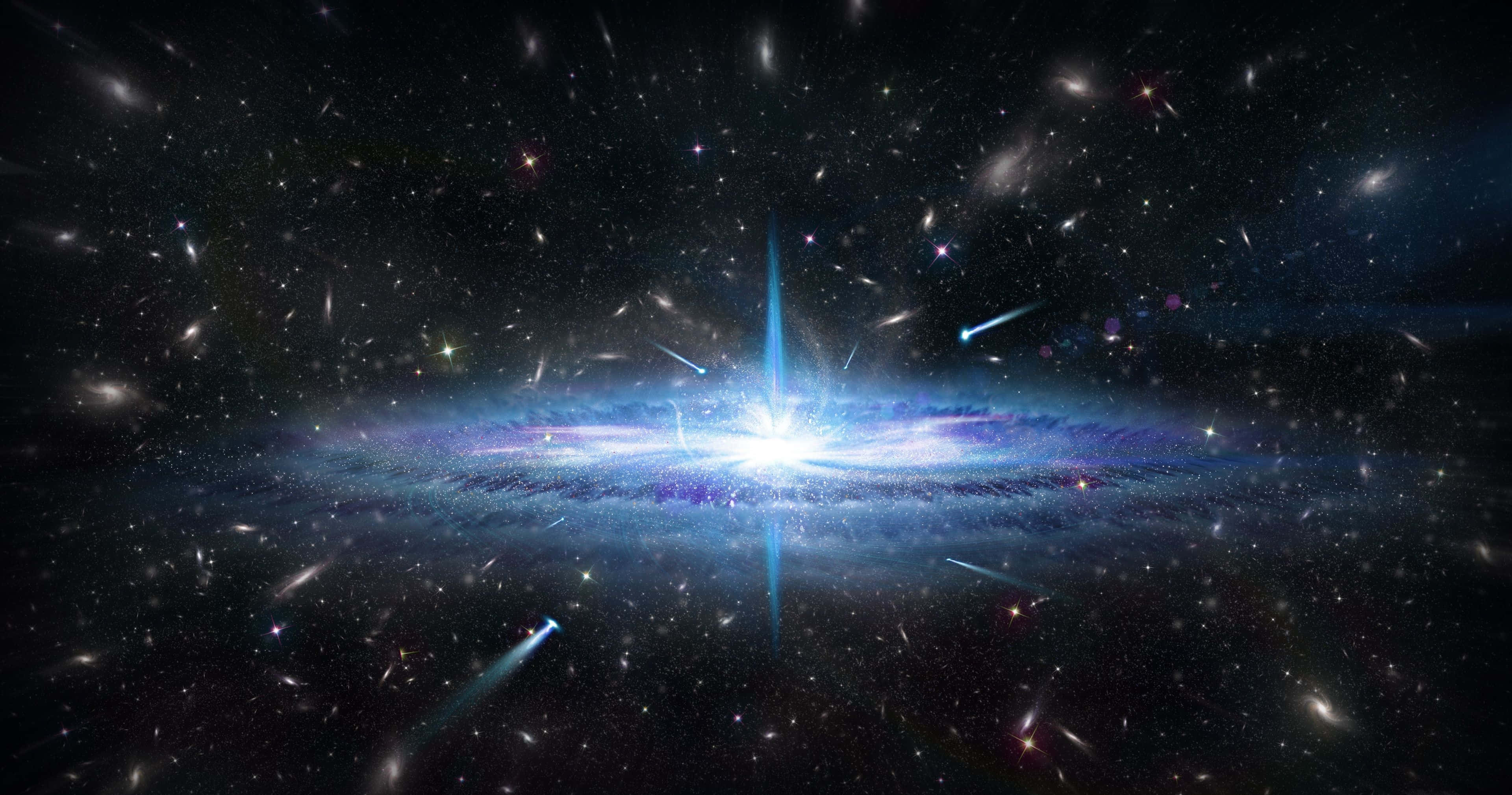Quasar, glowing spiral galaxy, countless stars, 4K Desktop Wallpaper