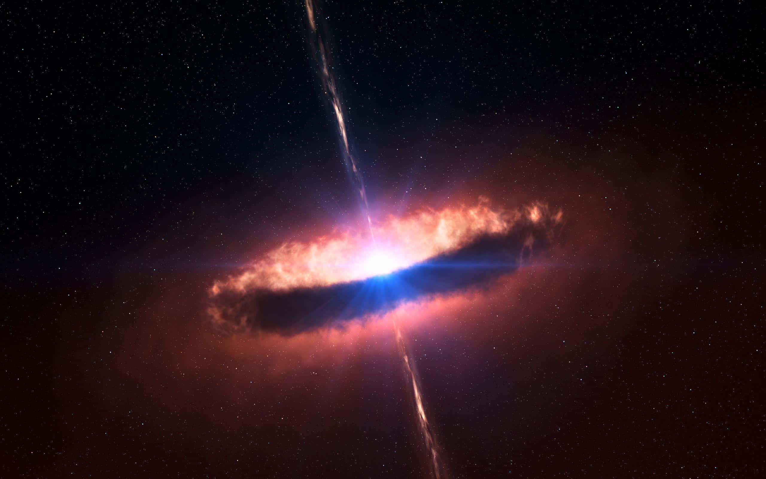 Quasar, cosmic nebula, fiery orange, 2K Desktop Wallpaper