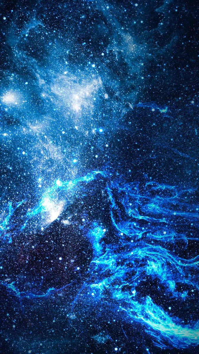 Quasar, Vibrant blue nebulae, Glowing stars, SD Phone Wallpaper