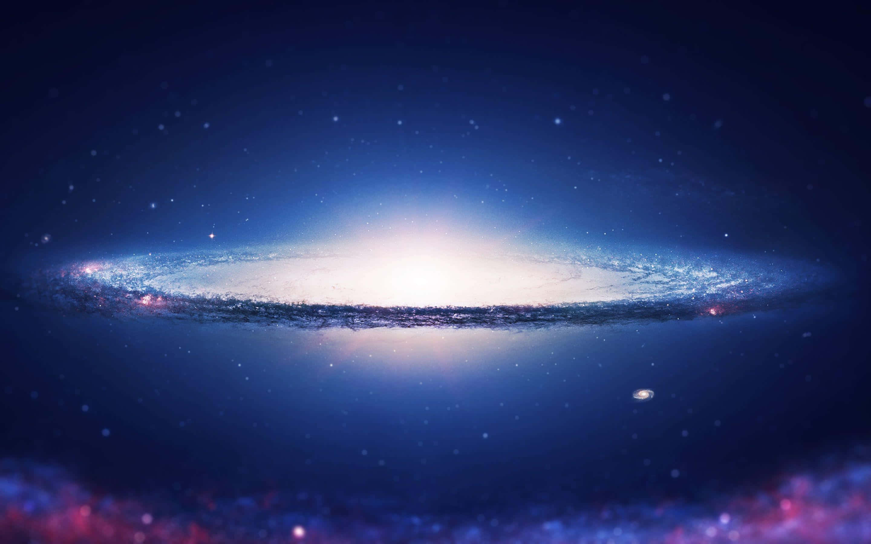 Quasar, spiral galaxy, blue and white light, 2K Desktop Wallpaper