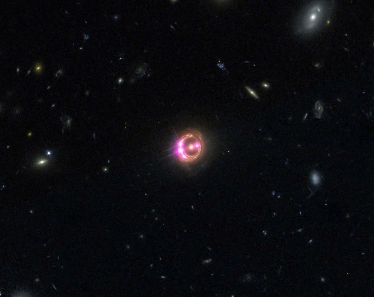 Quasar, glowing pink ringed quasar, deep space, SD Desktop Wallpaper
