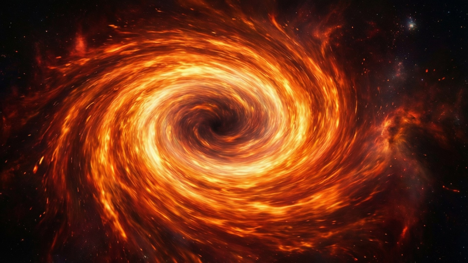 accretion disk inferno, quasar, fiery orange and red accretion disk, Full HD Desktop Wallpaper