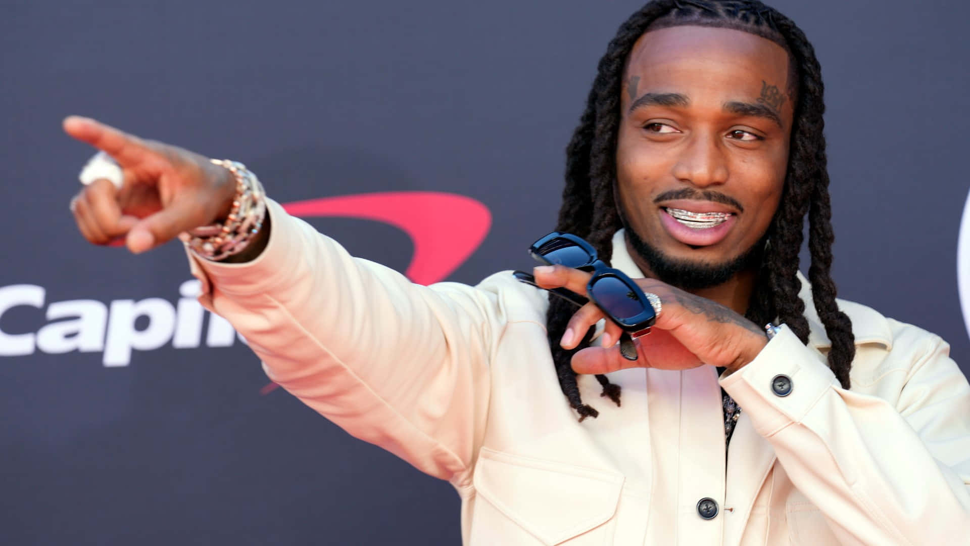 Quavo, cream jacket, sunglasses, Full HD Desktop Wallpaper