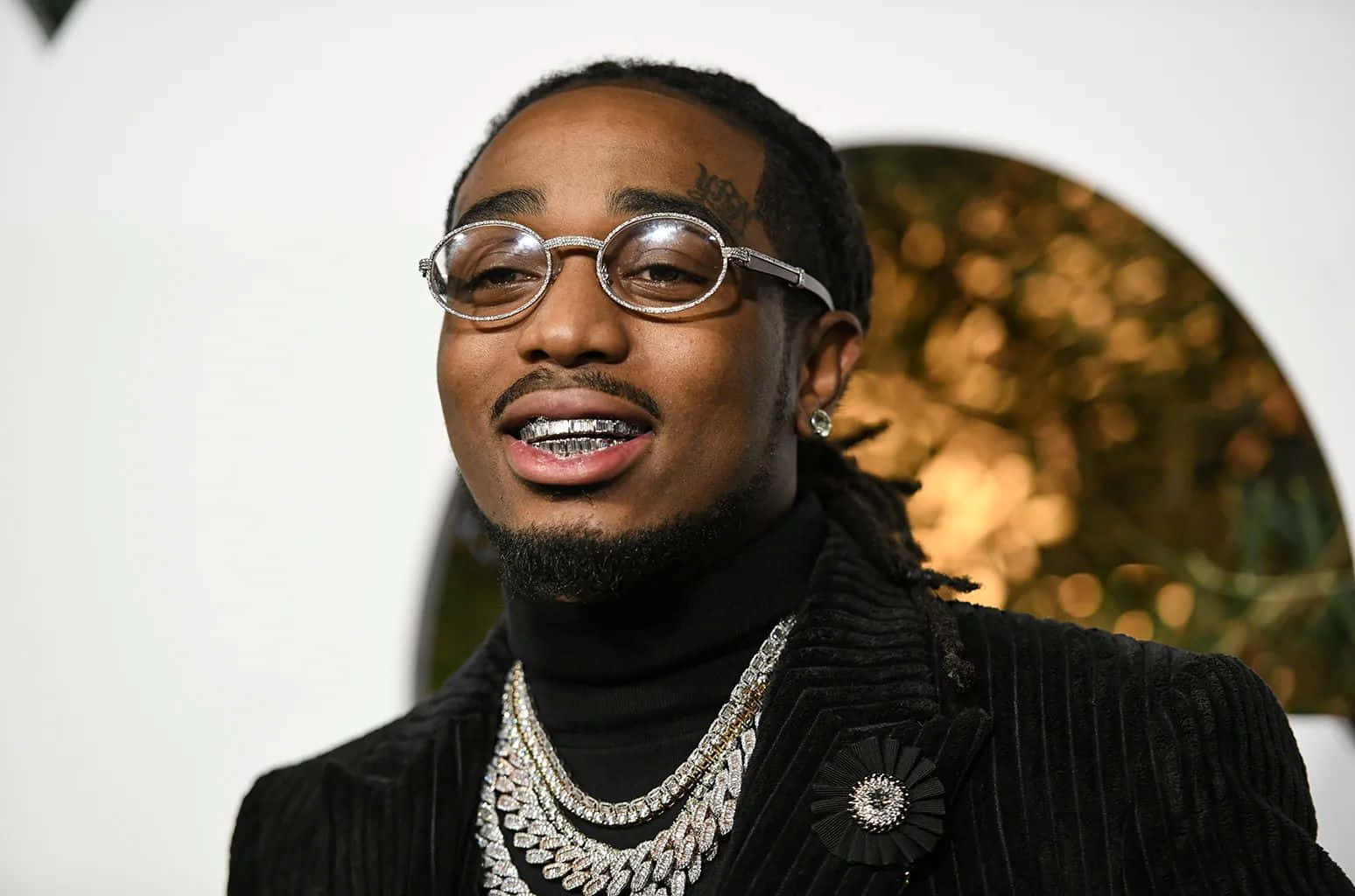 Quavo, diamond grillz, black velvet jacket, HD Desktop Wallpaper