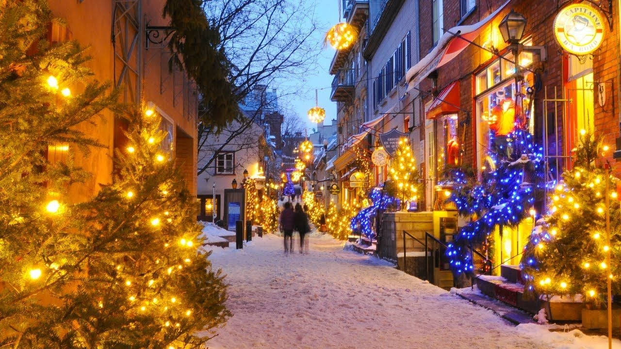 Quebec City, snow, European street, HD Desktop Wallpaper