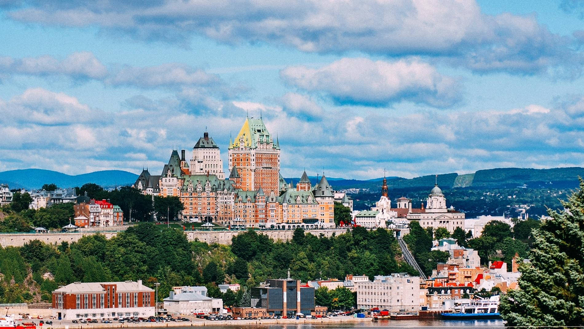 Quebec City, green roofs, turrets, HD Desktop Wallpaper