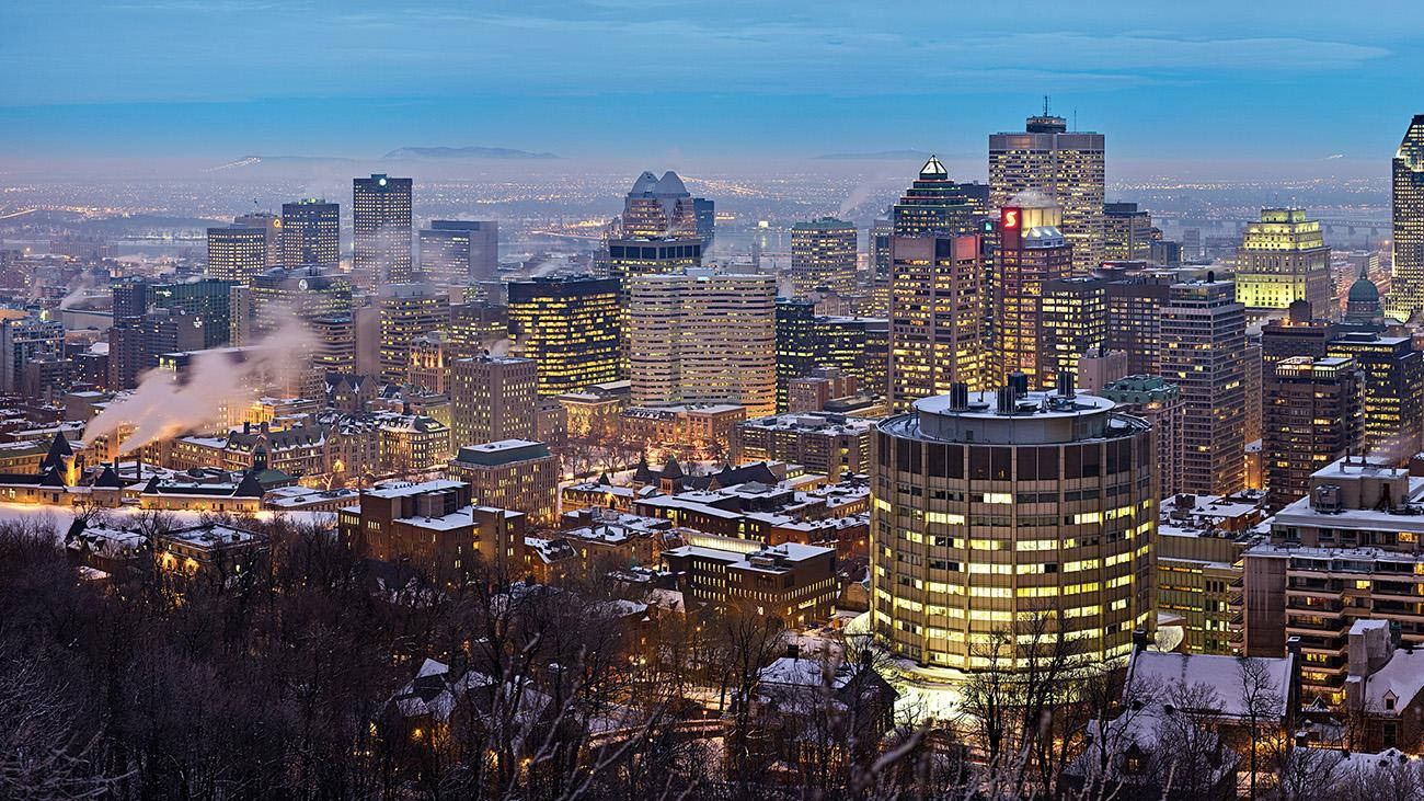 Quebec City, snow, dusk, HD Desktop Wallpaper