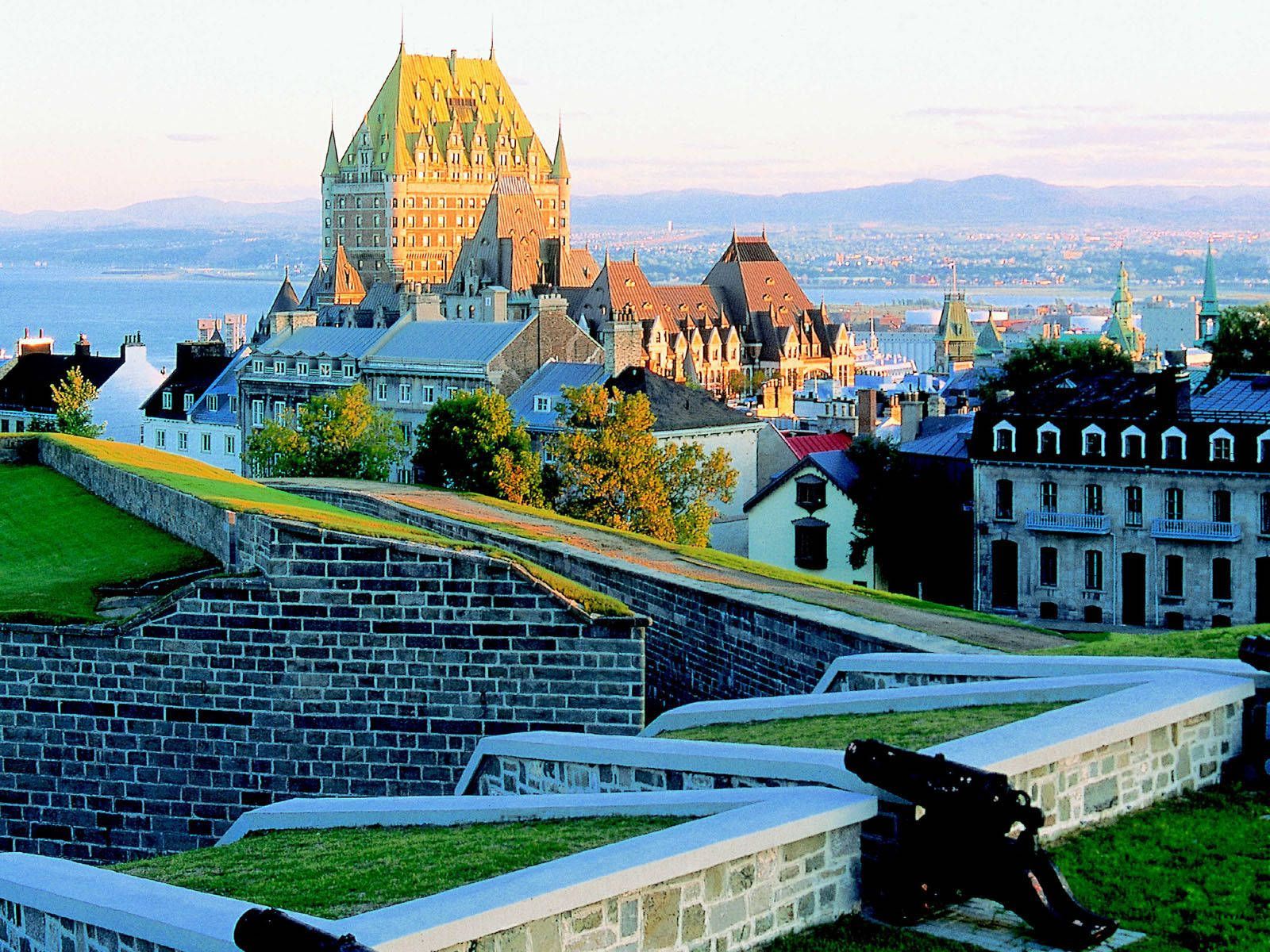 Quebec City, lawn, sunset, HD Desktop Wallpaper