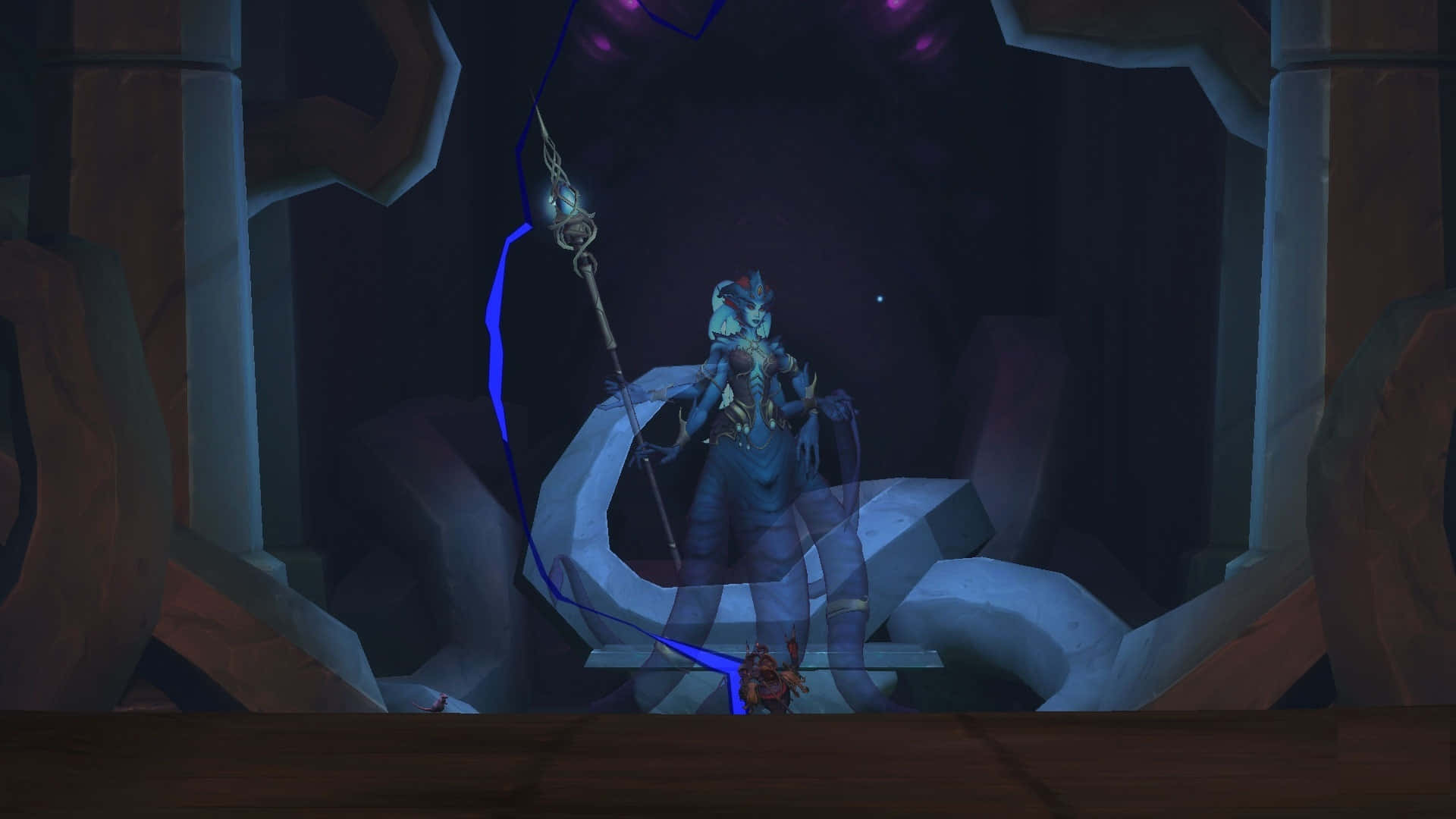 Queen Azshara, blue-skinned, staff, Full HD Desktop Wallpaper