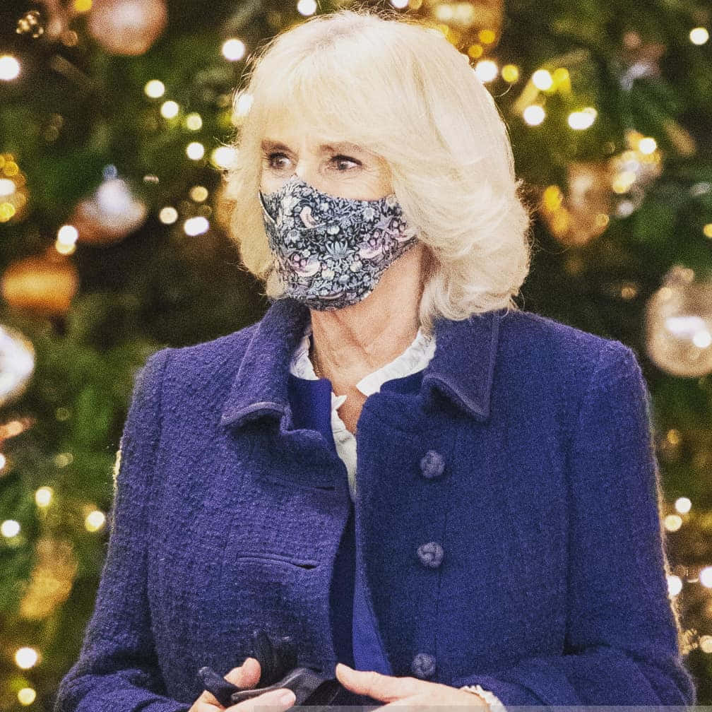 Queen Camilla, Christmas tree, floral mask, SD Desktop Wallpaper