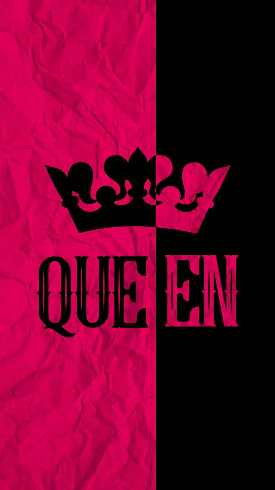 Queen Girly, pink and black, crown, HD Phone Wallpaper