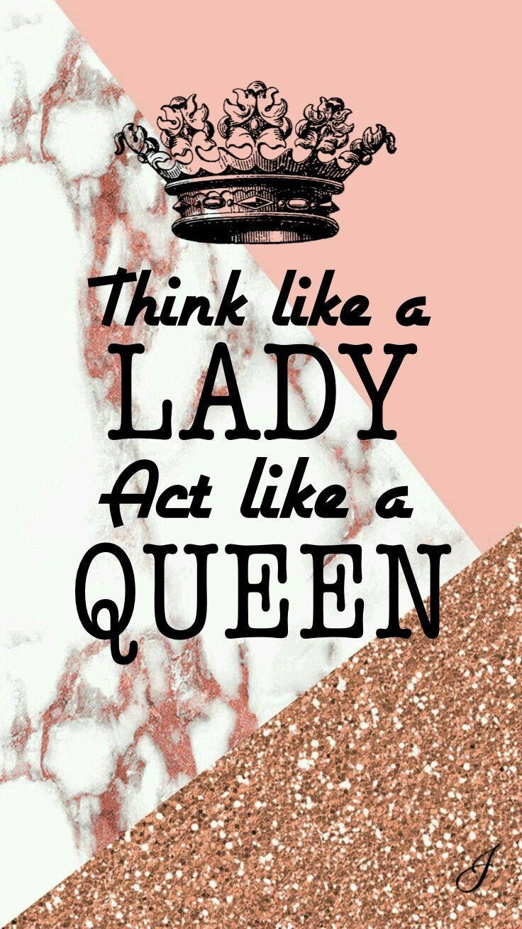 Think like a Lady Act like a Queen, crown, pink marble, HD Phone Wallpaper