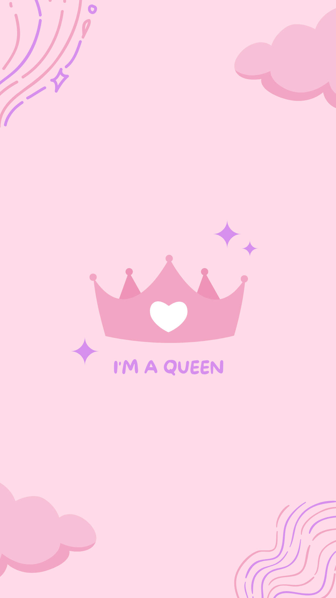 Queen Girly, pink crown, heart center, Full HD Phone Wallpaper