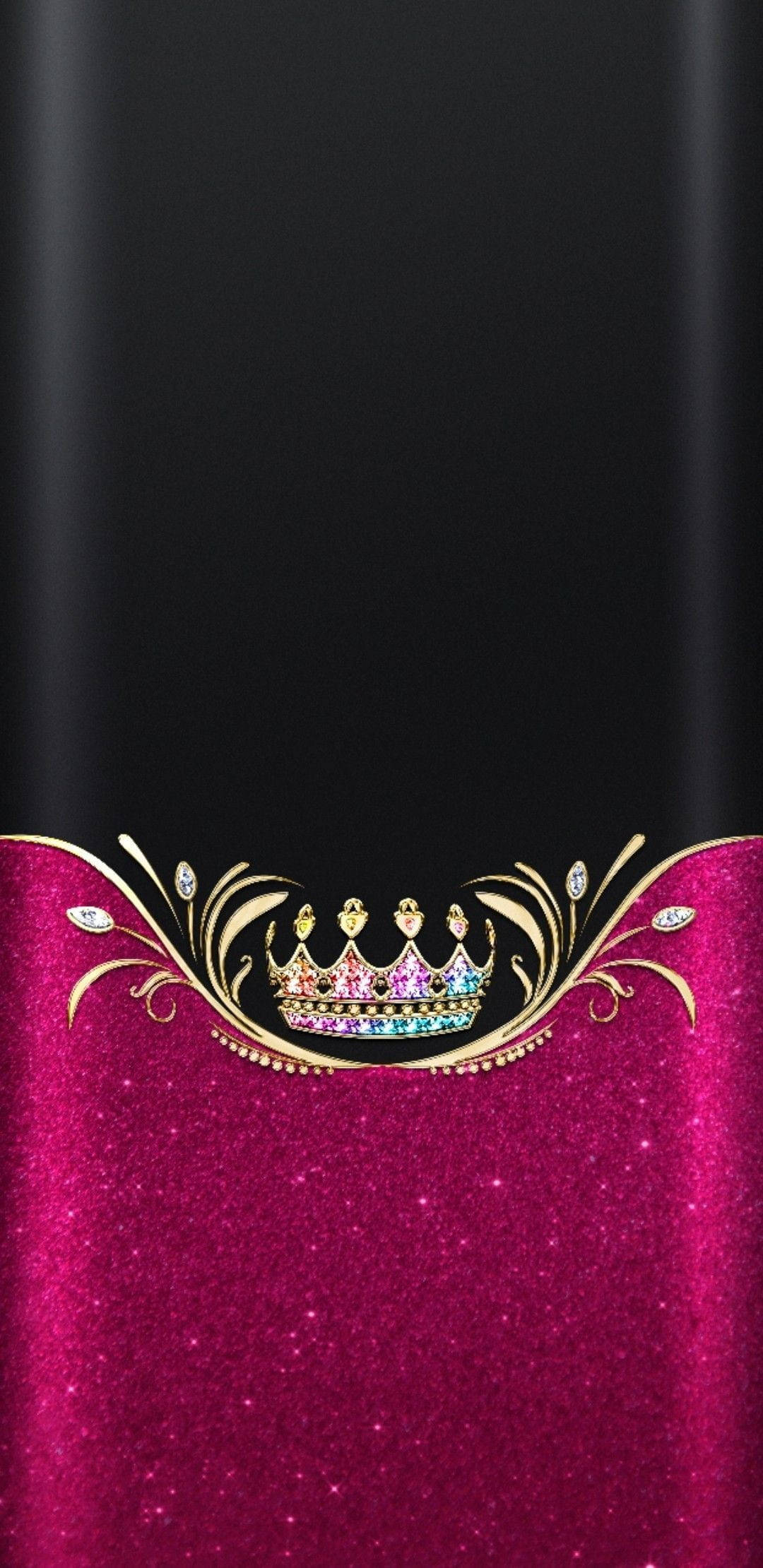 magenta glitter, rainbow gems, black and pink gradient background, Full HD Phone Wallpaper