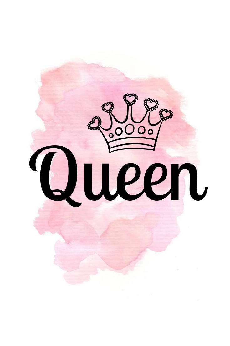 Queen, heart-topped crown, soft pink watercolor splash, SD Phone Wallpaper