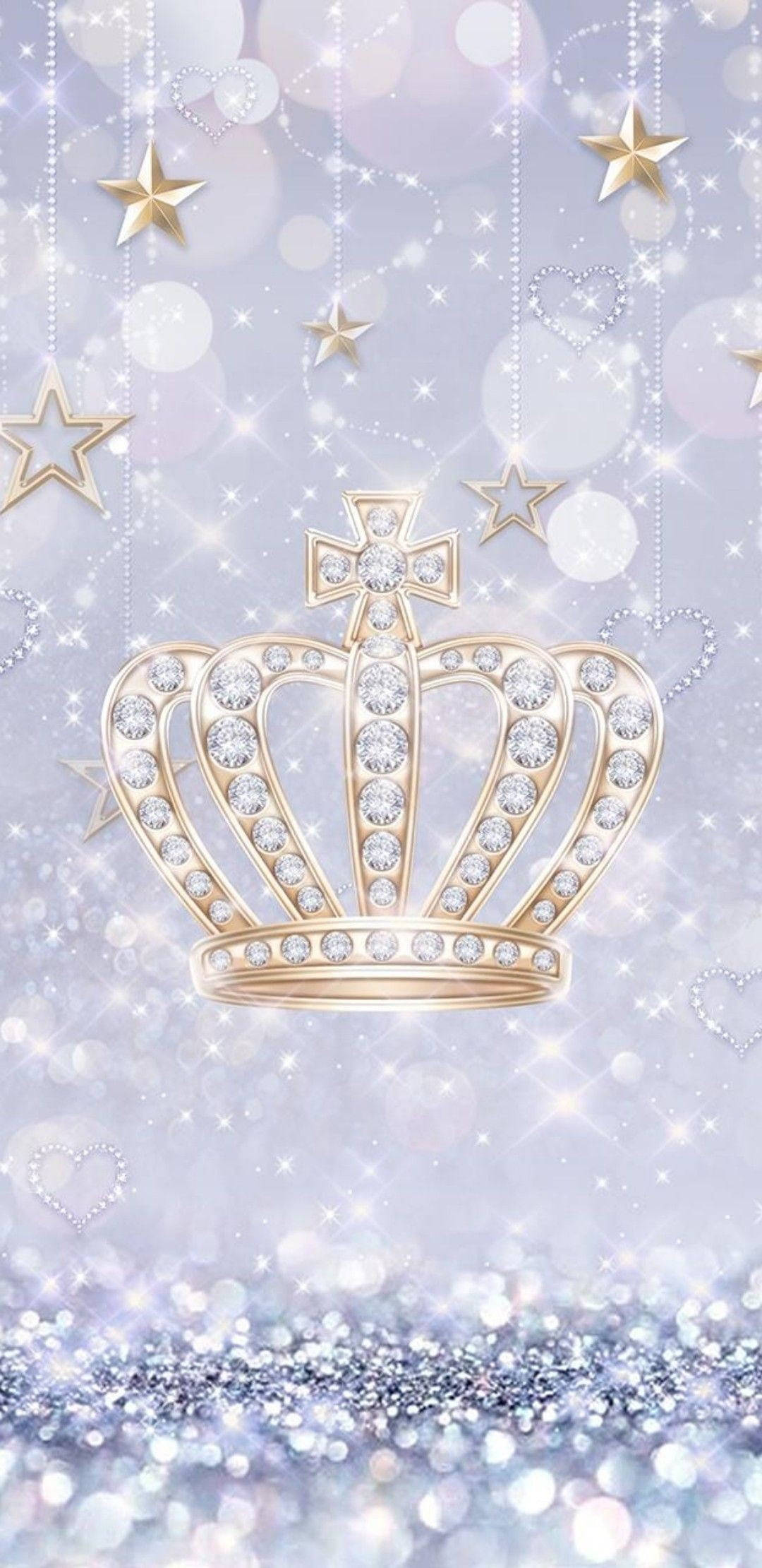 sparkly white queen girly, glittering gold crown, diamonds, Full HD Phone Wallpaper