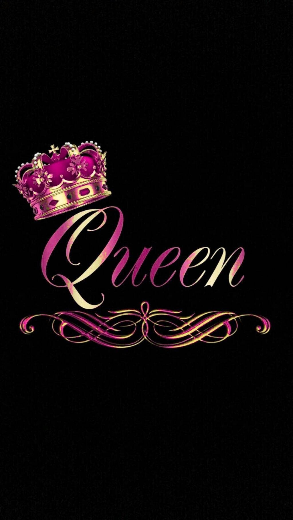 Queen, purple and gold crown, elegant script, HD Phone Wallpaper