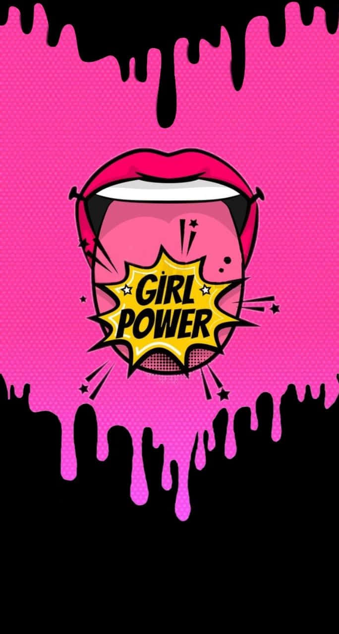 girl power, pop art style, bold pink lips, HD Phone Wallpaper
