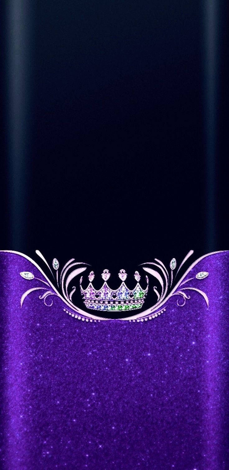 purple glitter, glittering purple crown, colorful gems, HD Phone Wallpaper