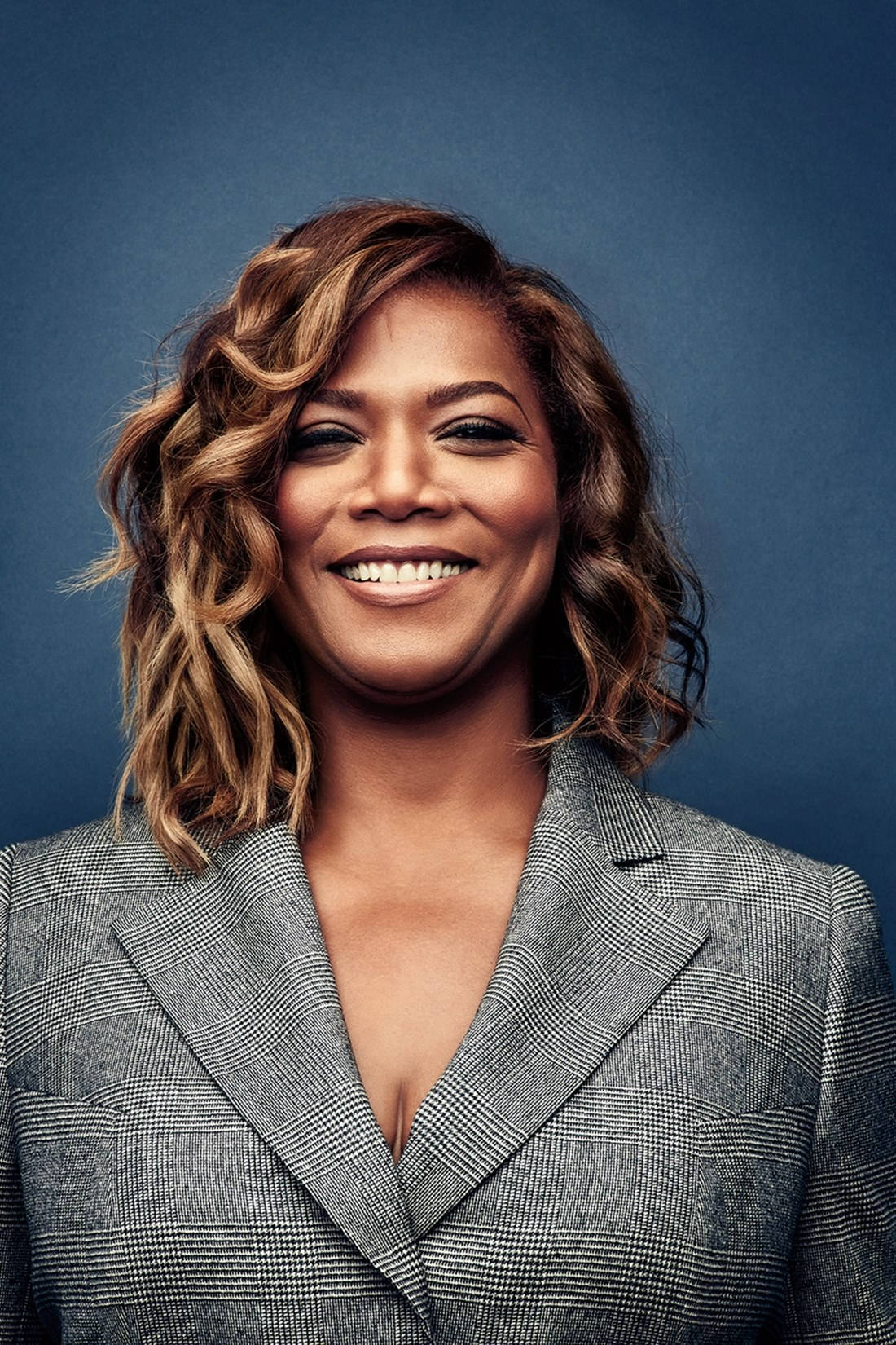 Queen Latifah, wavy brown hair, gray plaid blazer, HD Phone Wallpaper
