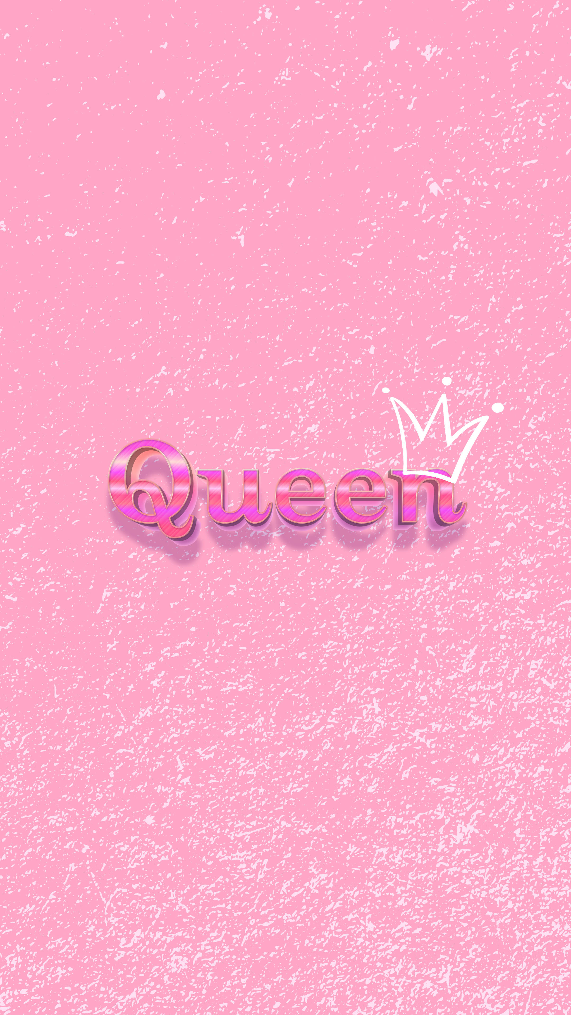 Queen, shiny pink 3d letters, white crown, 4K Phone Wallpaper