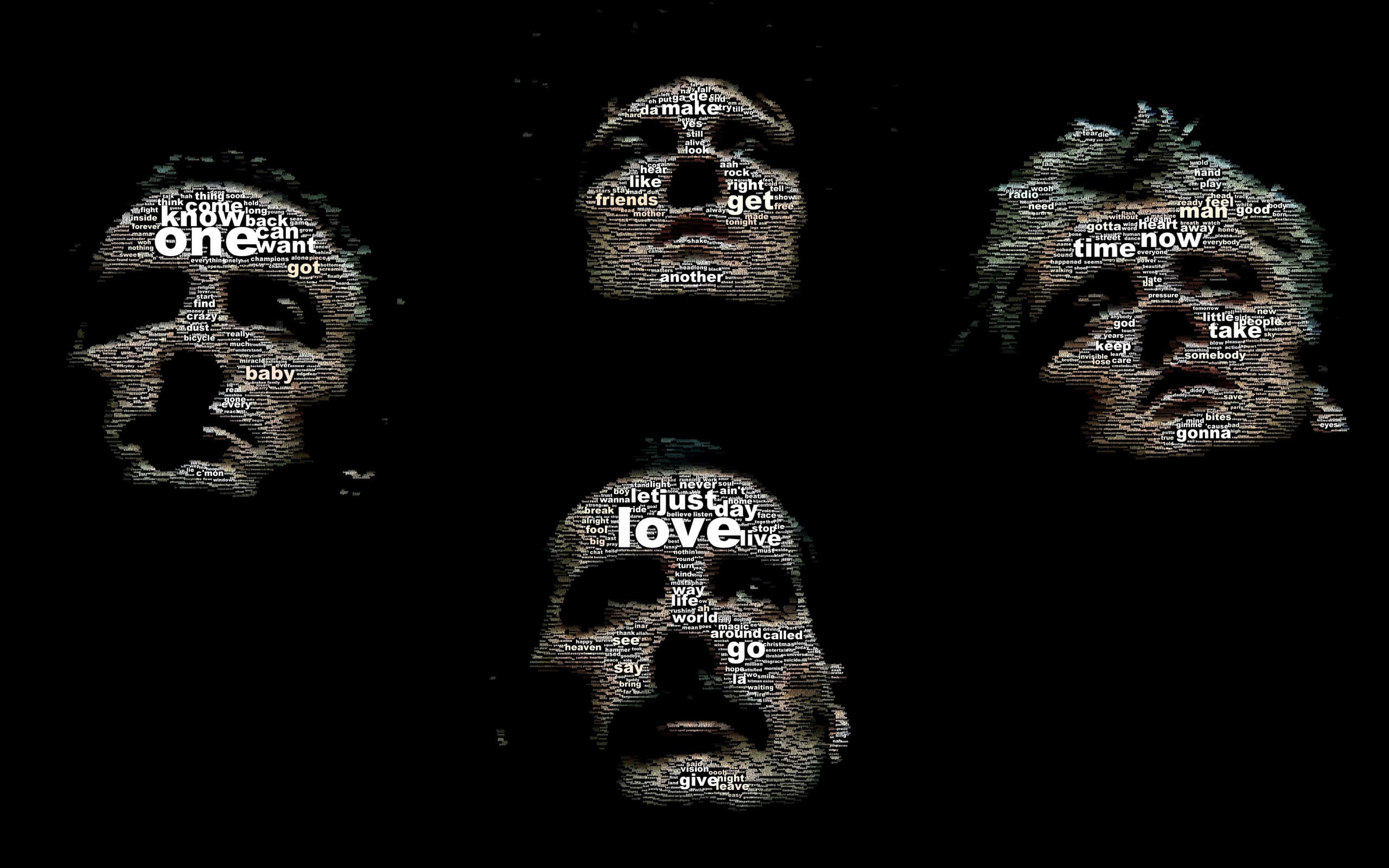 Abnormal Queen Minimalist, ghostly faces, glowing text words, 2K Desktop Wallpaper