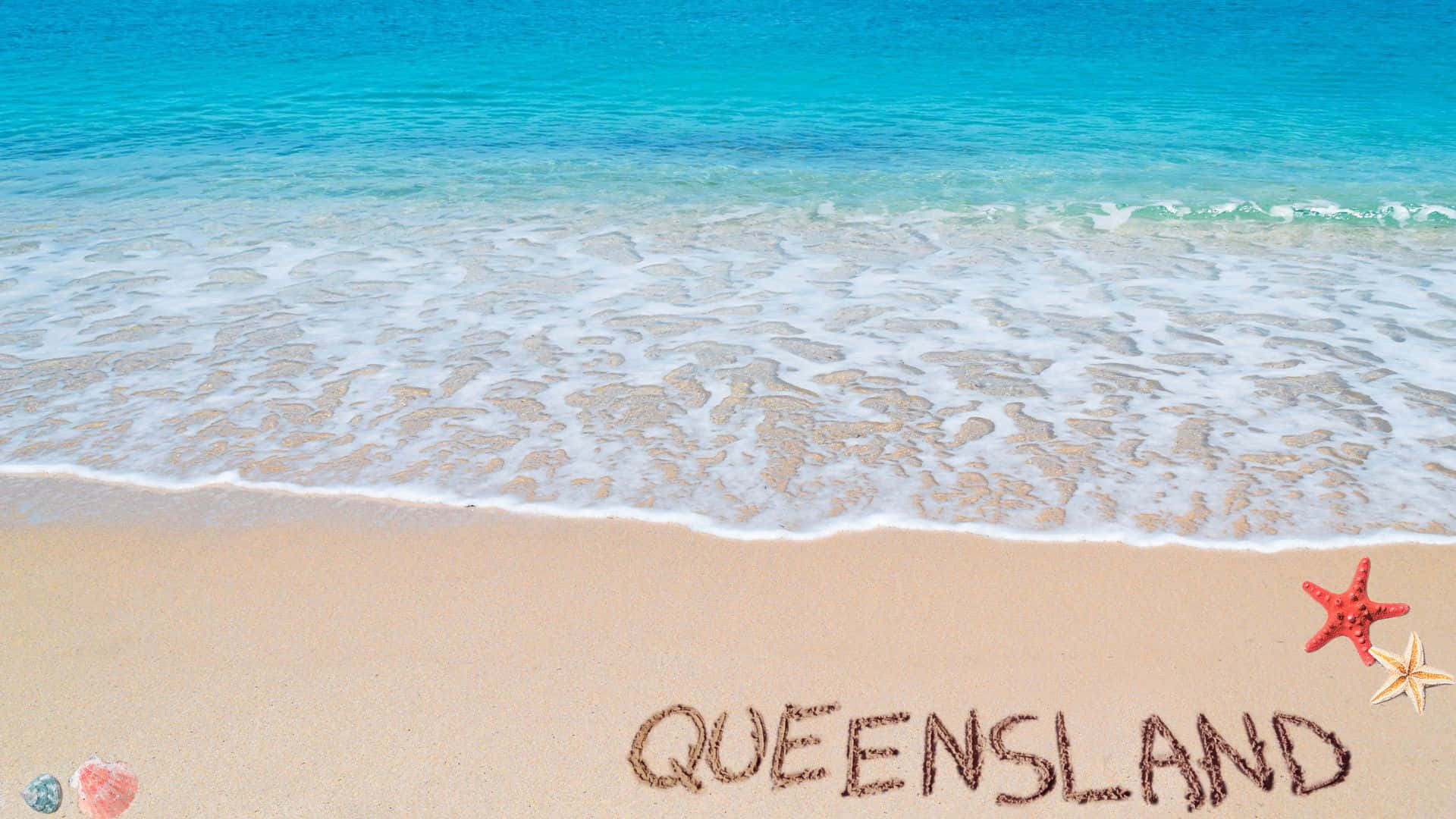 QUEENSLAND, turquoise waves, golden sand, Full HD Desktop Wallpaper