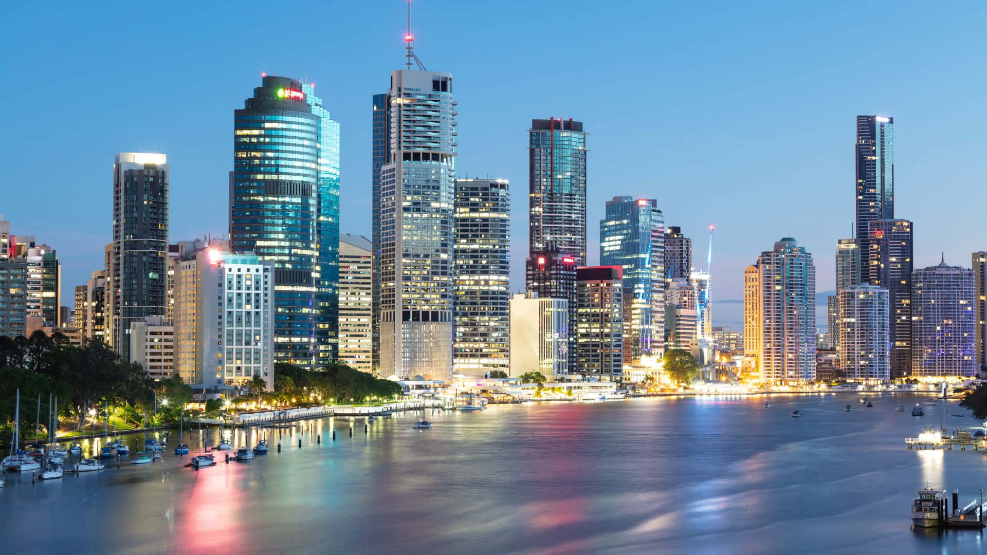 Queensland, dusk, city skyline, Full HD Desktop Wallpaper