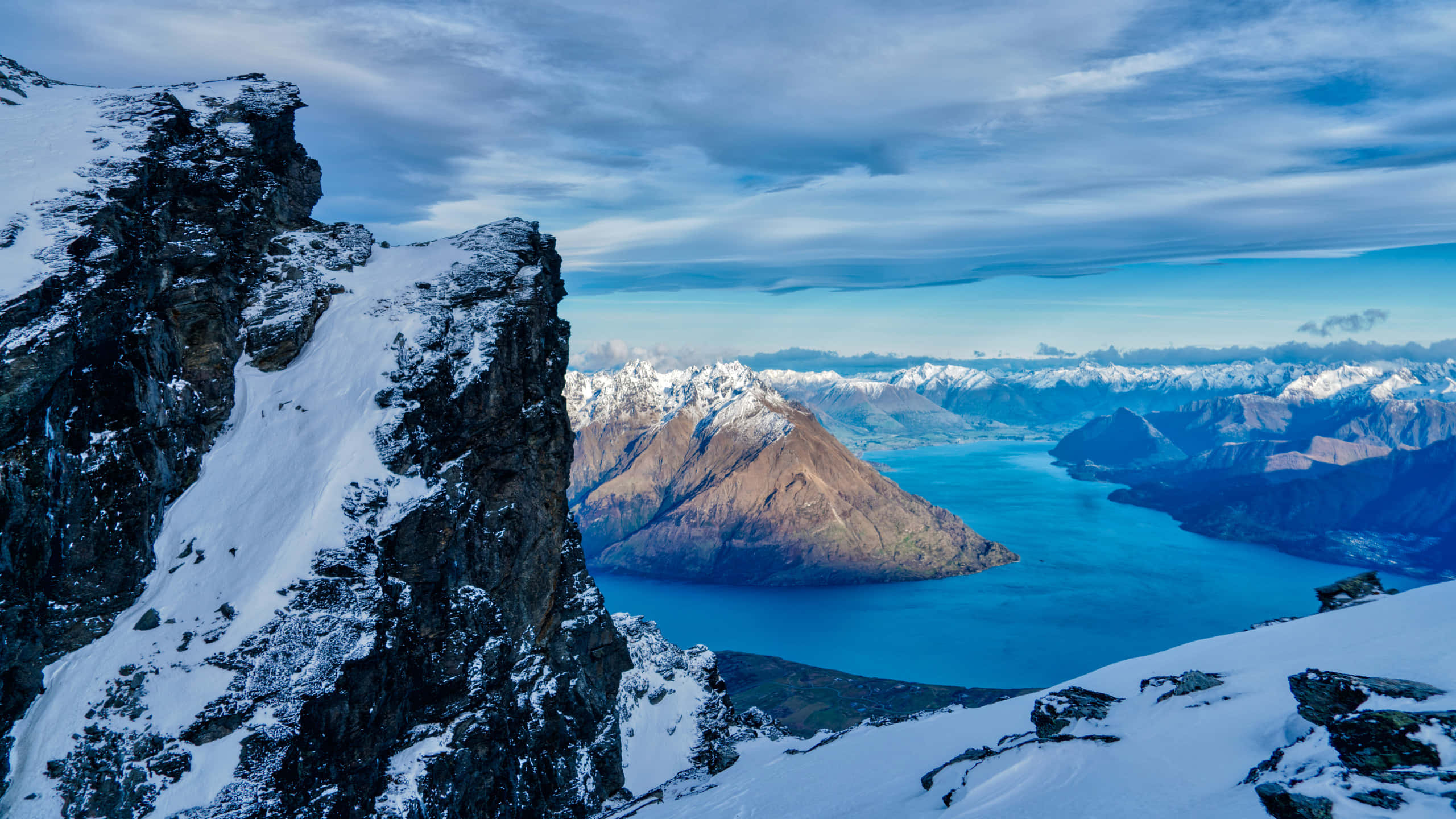 Queenstown, winter, snowcapped mountain peaks, 2K Desktop Wallpaper