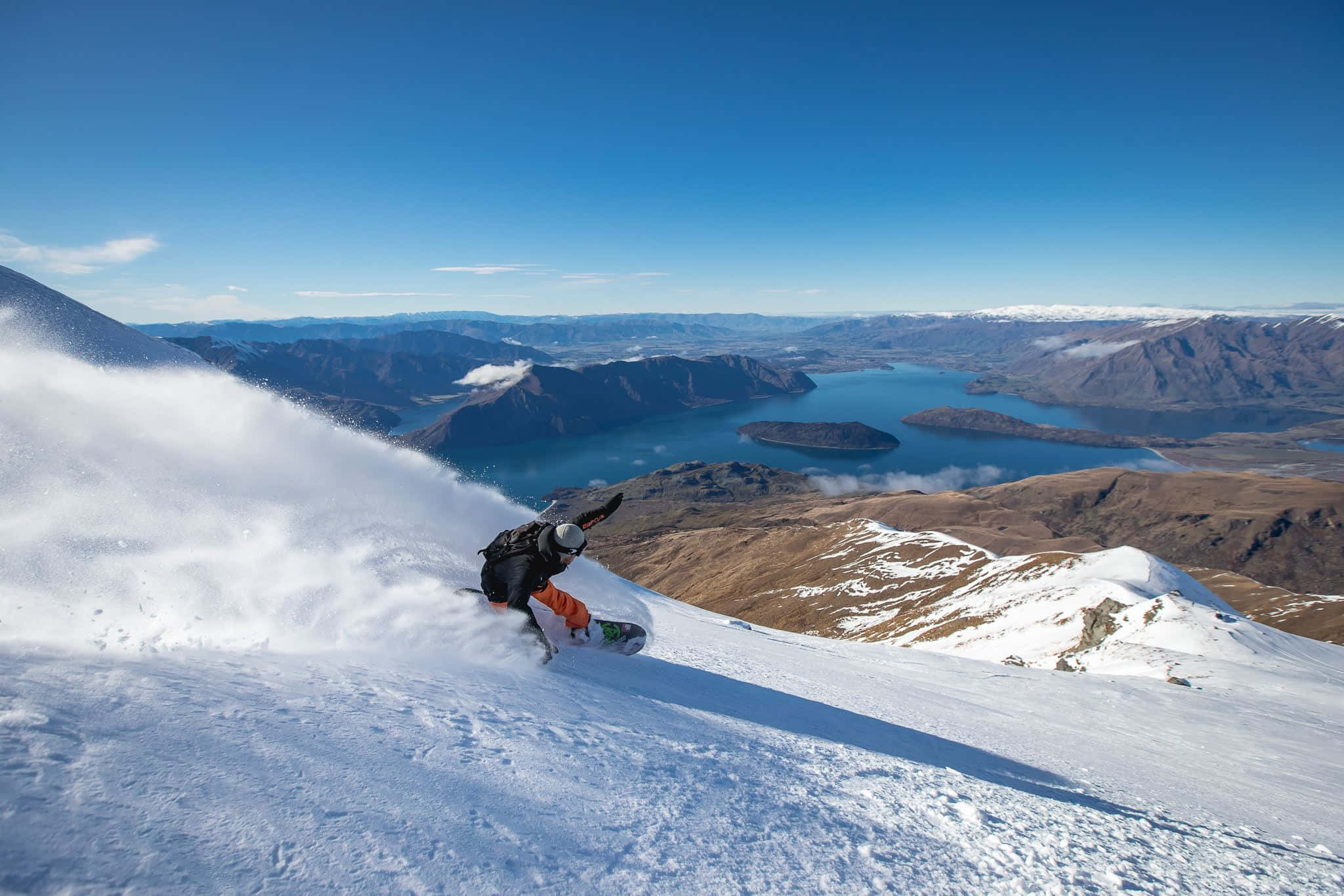 Queenstown, snowboarder, snowy mountain slope, Full HD Desktop Wallpaper