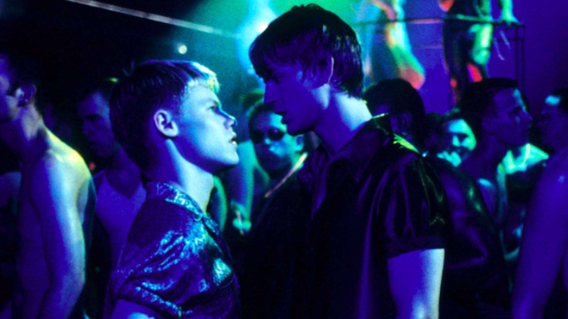 Queer As Folk, neon-lit nightclub, purple lights, Full HD Desktop Wallpaper