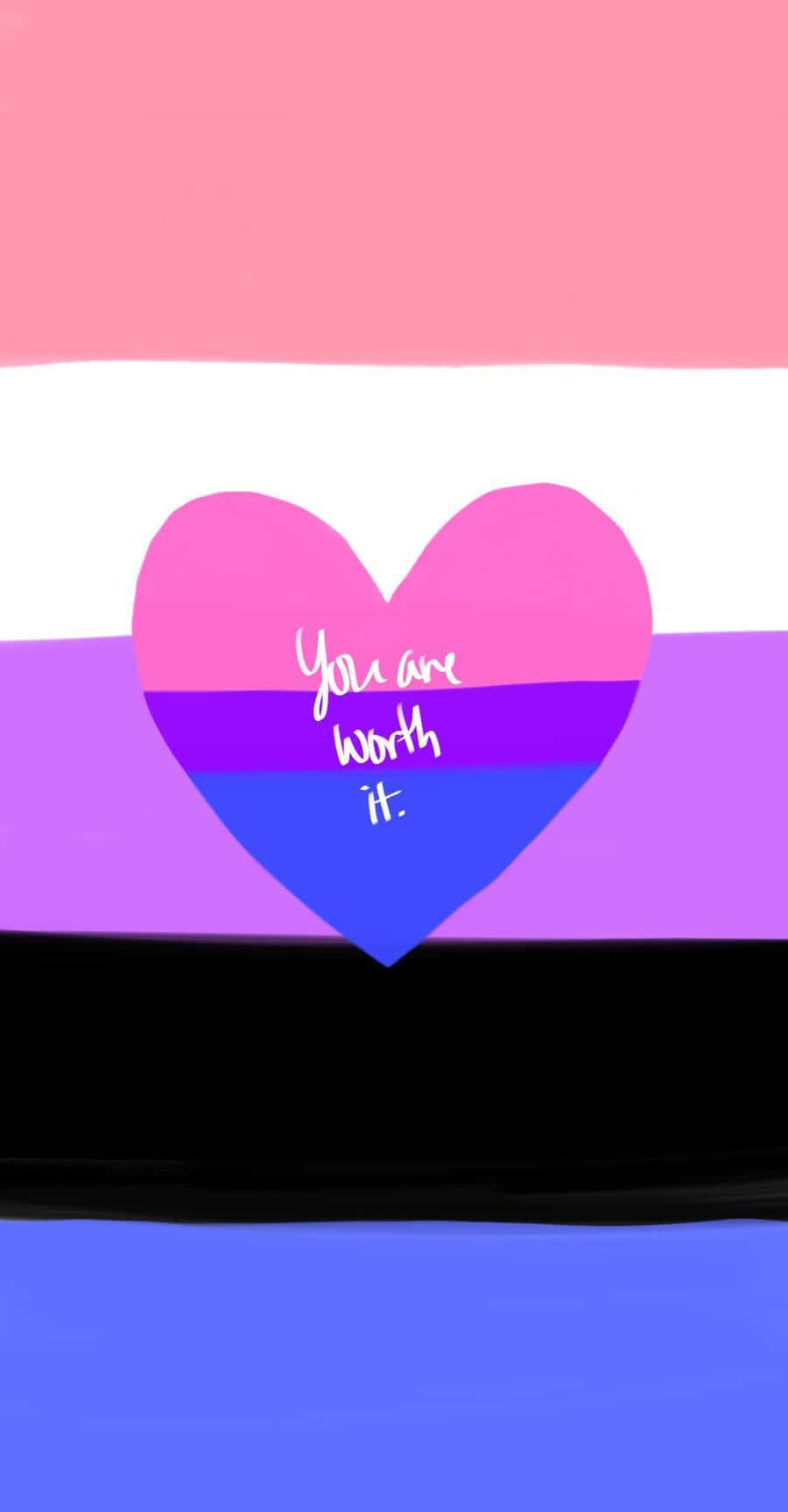 bisexual flag, heart shaped, soft gradient background, HD Phone Wallpaper