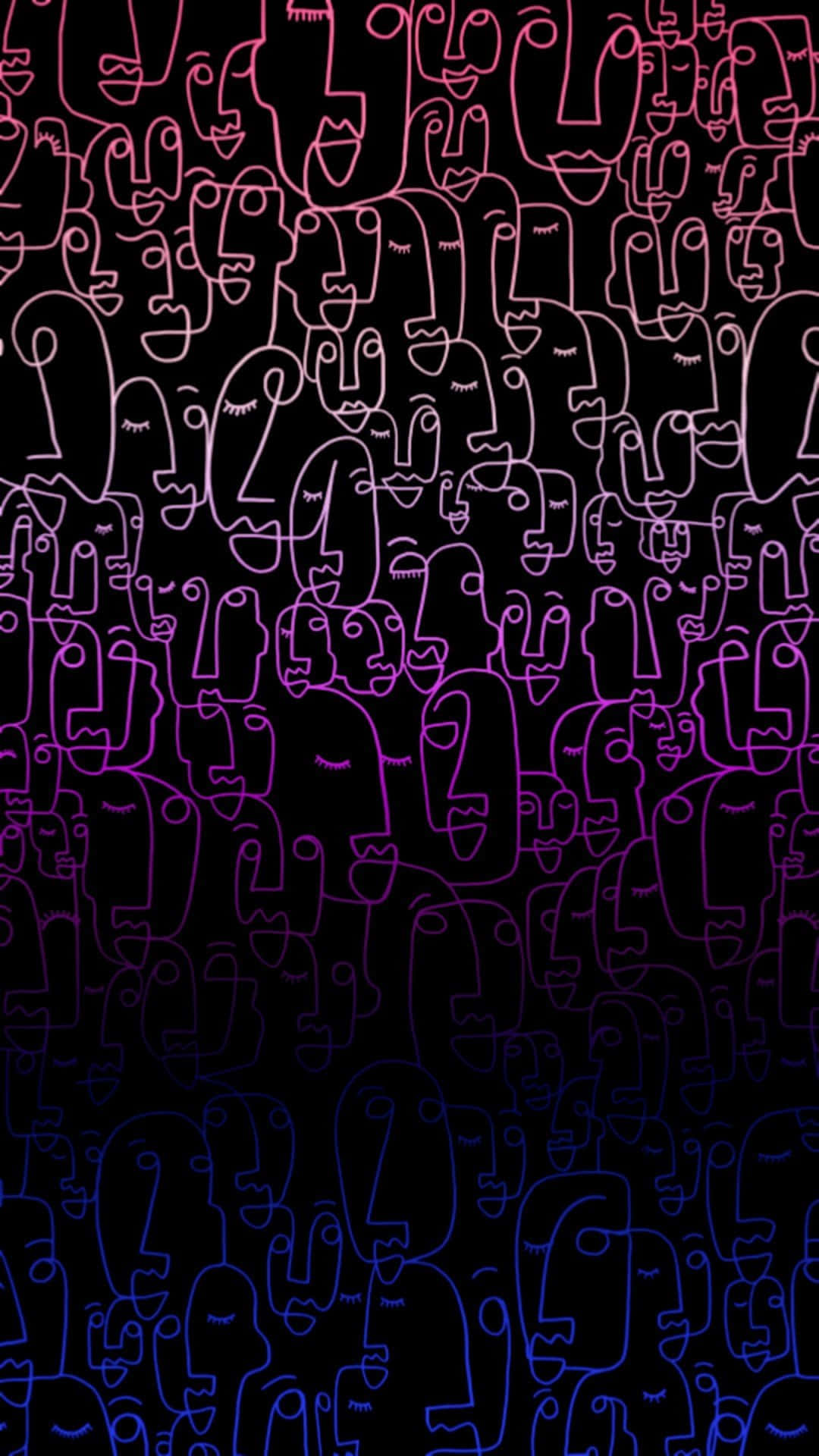 gender fluid icons, glowing neon outlines, stylized faces, Full HD Phone Wallpaper