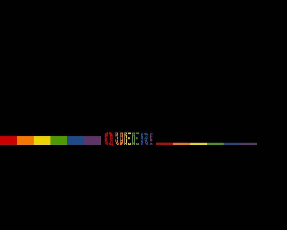 Queer, rainbow letters, black background, SD Desktop Wallpaper