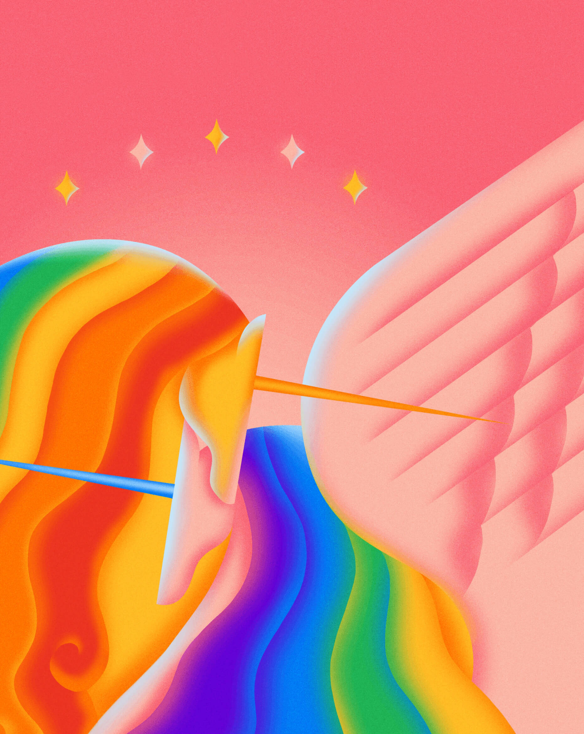 rainbow unicorn, wings, horn, Full HD Phone Wallpaper