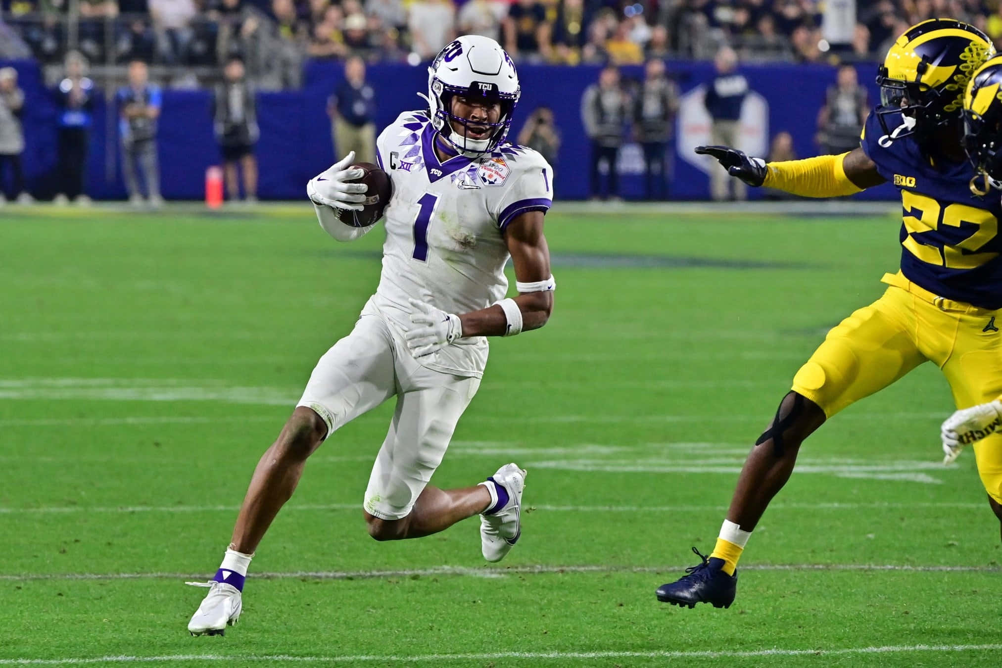 Quentin Johnston, college football, white and purple gear, Full HD Desktop Wallpaper
