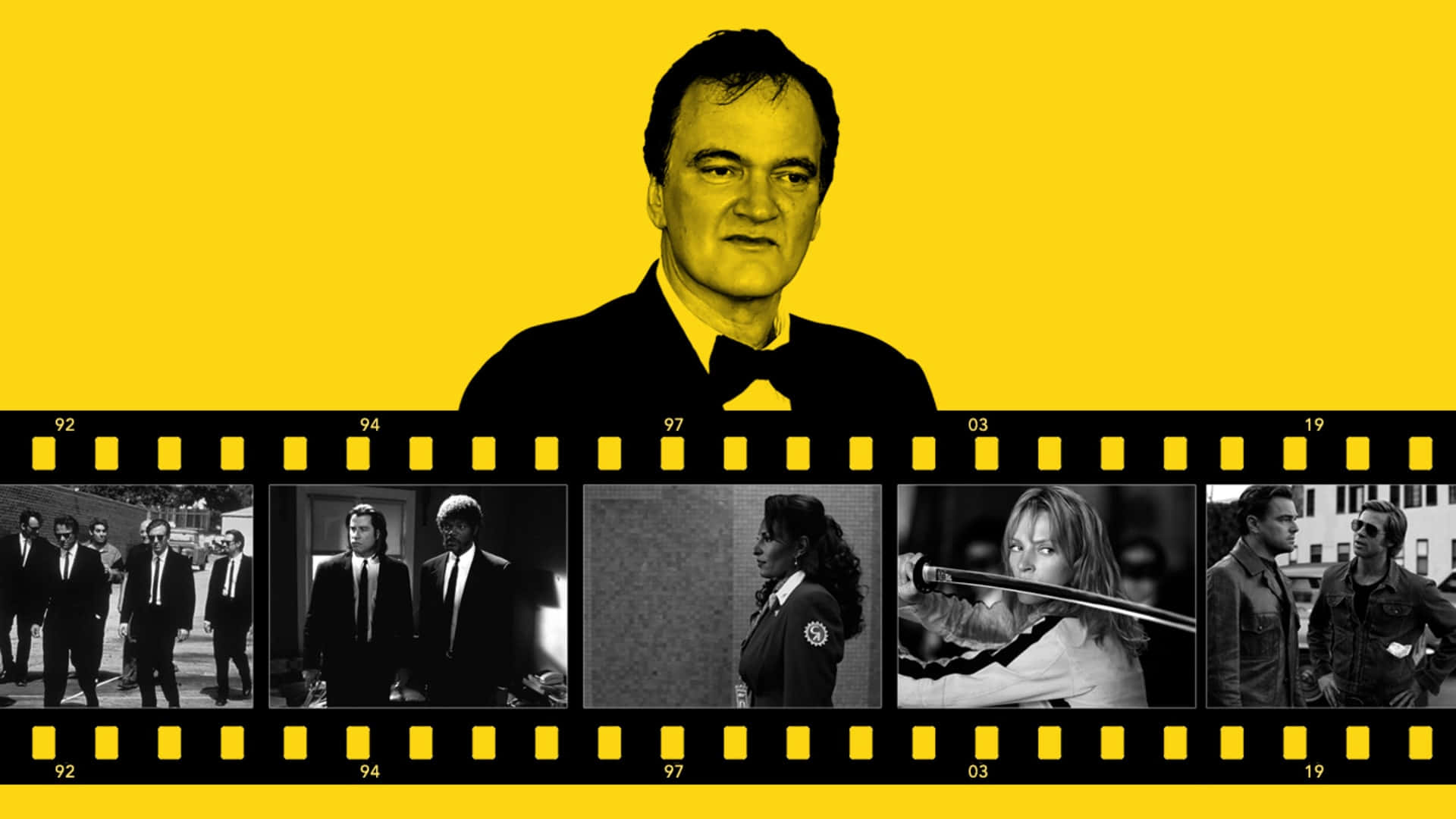 Quentin Tarantino, filmstrip, black, Full HD Desktop Wallpaper