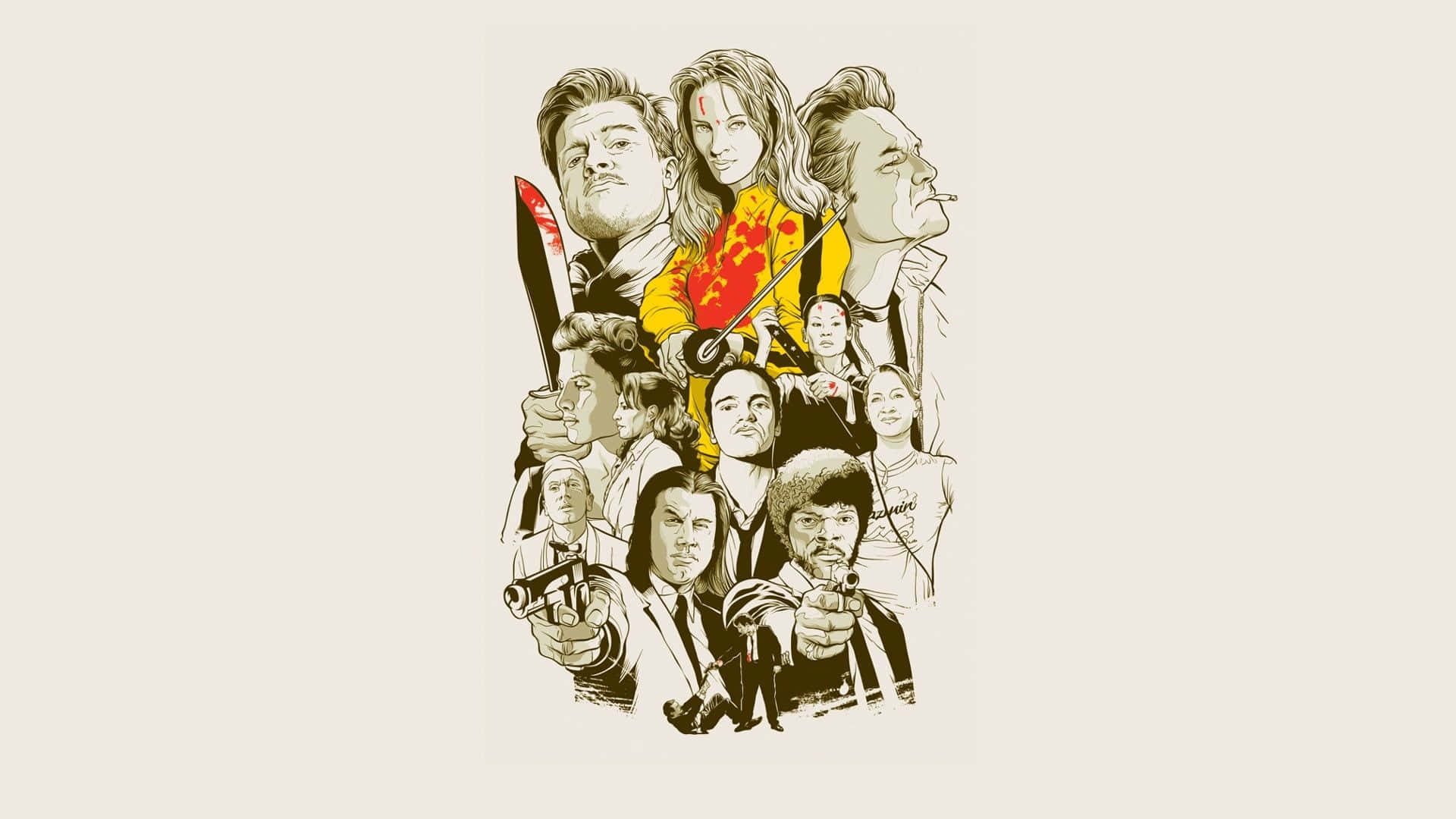 Quentin Tarantino, movie characters, action movie characters, Full HD Desktop Wallpaper