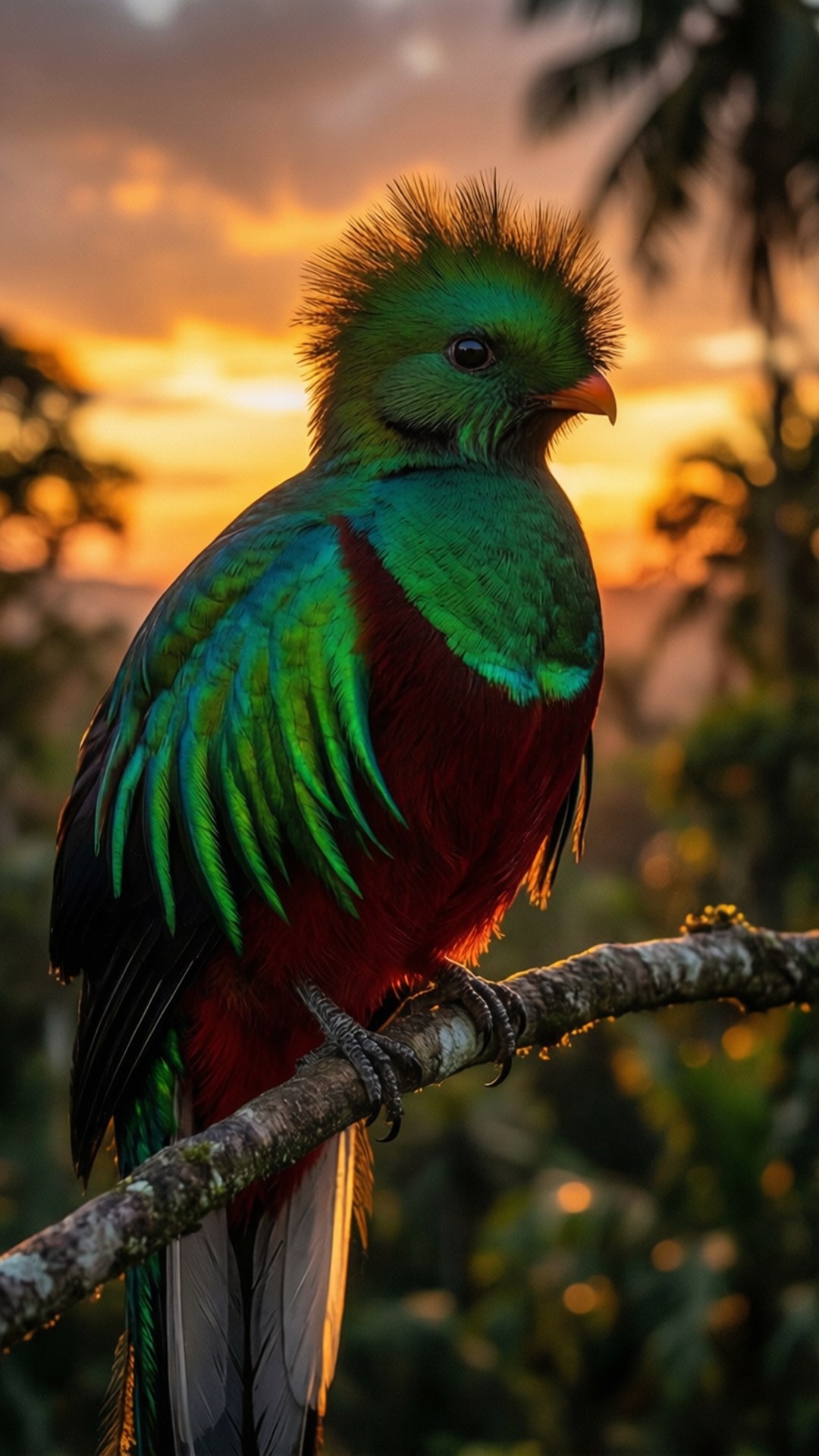 Golden Quetzal, golden sunset, warm light, Full HD Phone Wallpaper