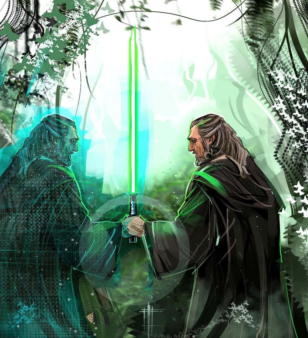 Qui-Gon Jinn, lightsaber, green lightsaber, SD Phone Wallpaper