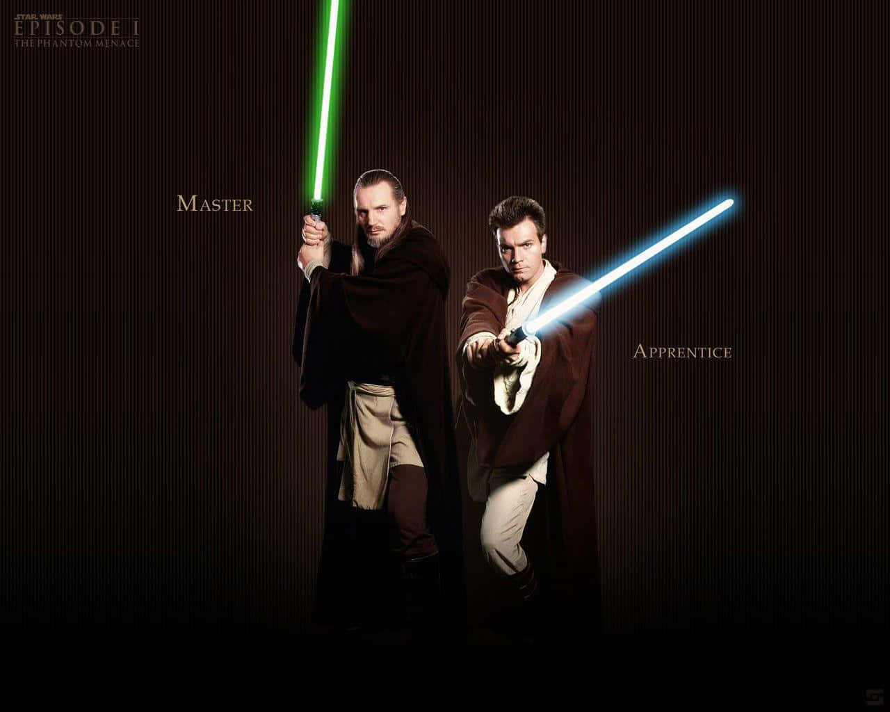 Qui-Gon Jinn, green lightsaber, blue lightsaber, HD Desktop Wallpaper