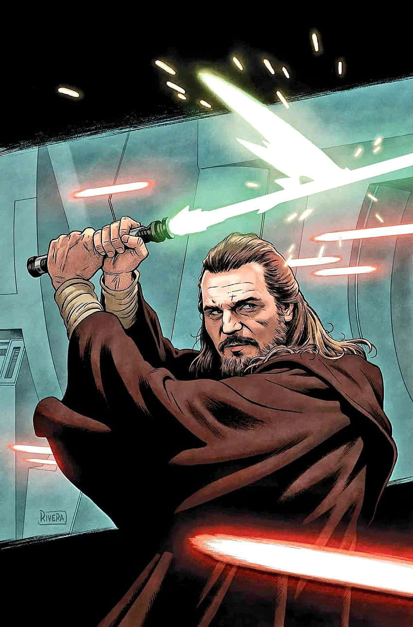 Qui-gon Jinn, brown robes, red lightsabers, HD Phone Wallpaper