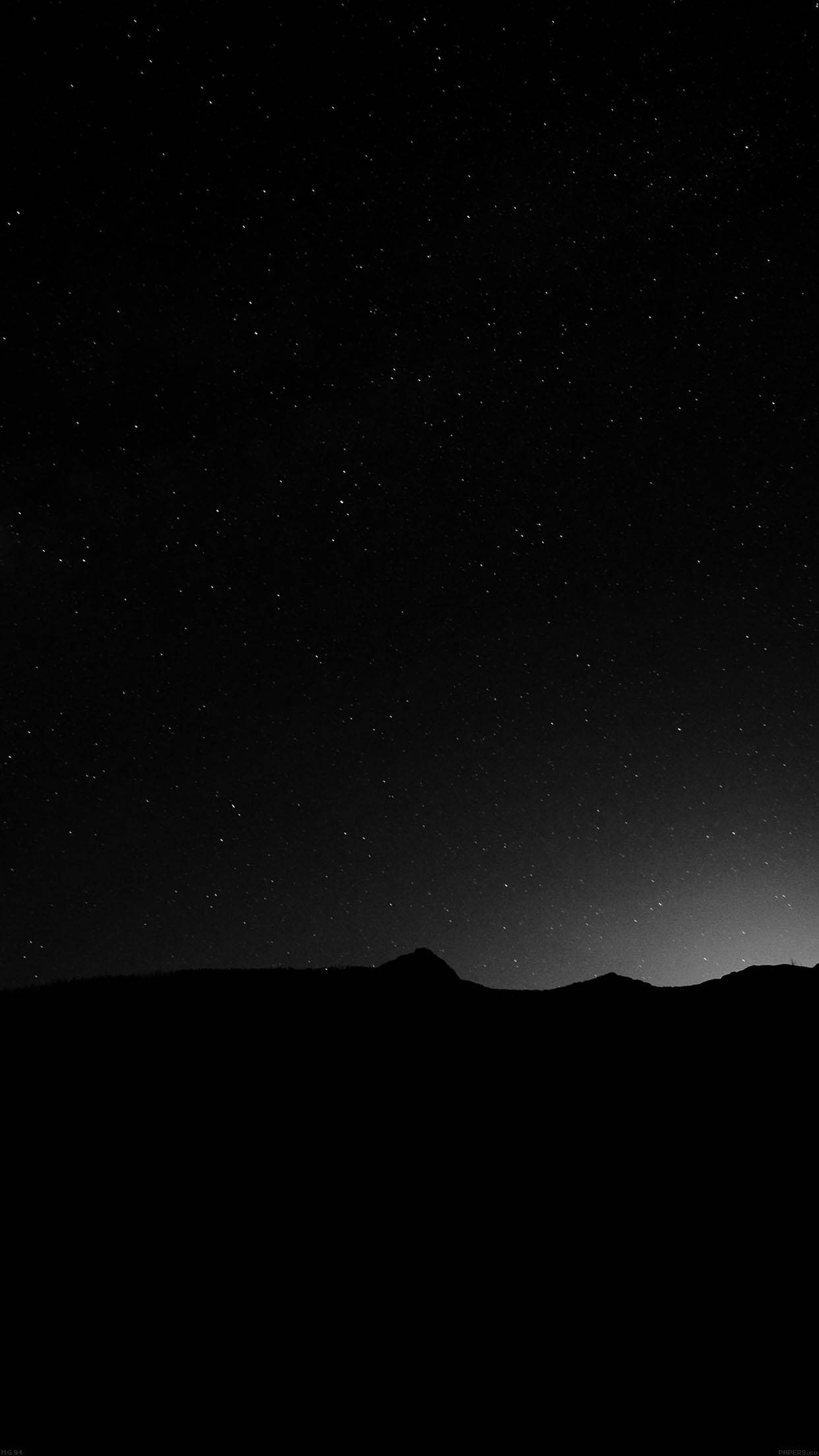 minimalist, quiet mountain landscape, starry night sky, Full HD Phone Wallpaper