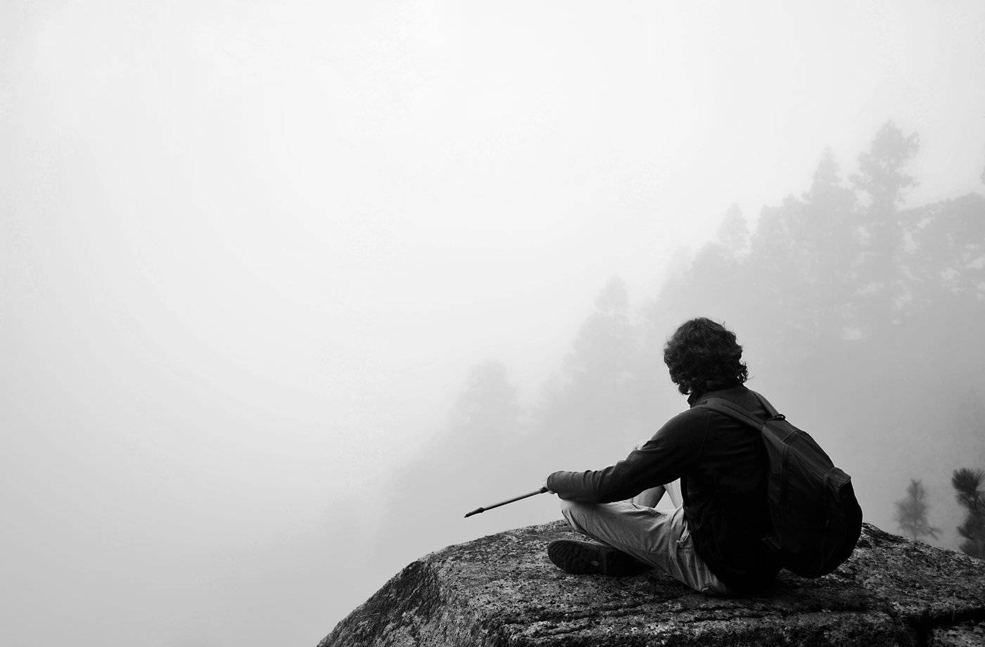 mountain peak, misty mountain, fog, HD Desktop Wallpaper